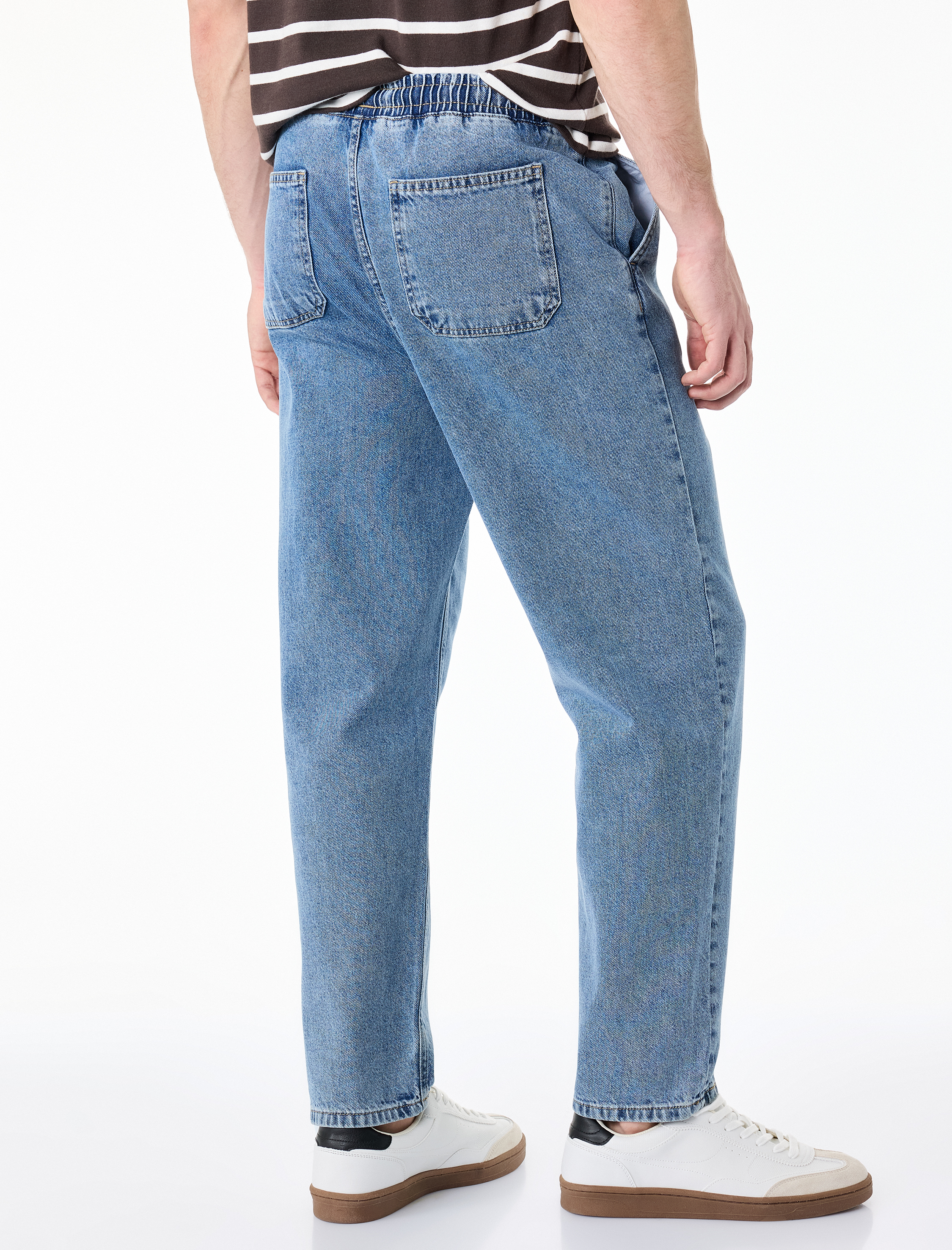   Pamuklu Cepli Beli Bağcıklı Jogger Jean Pantolon