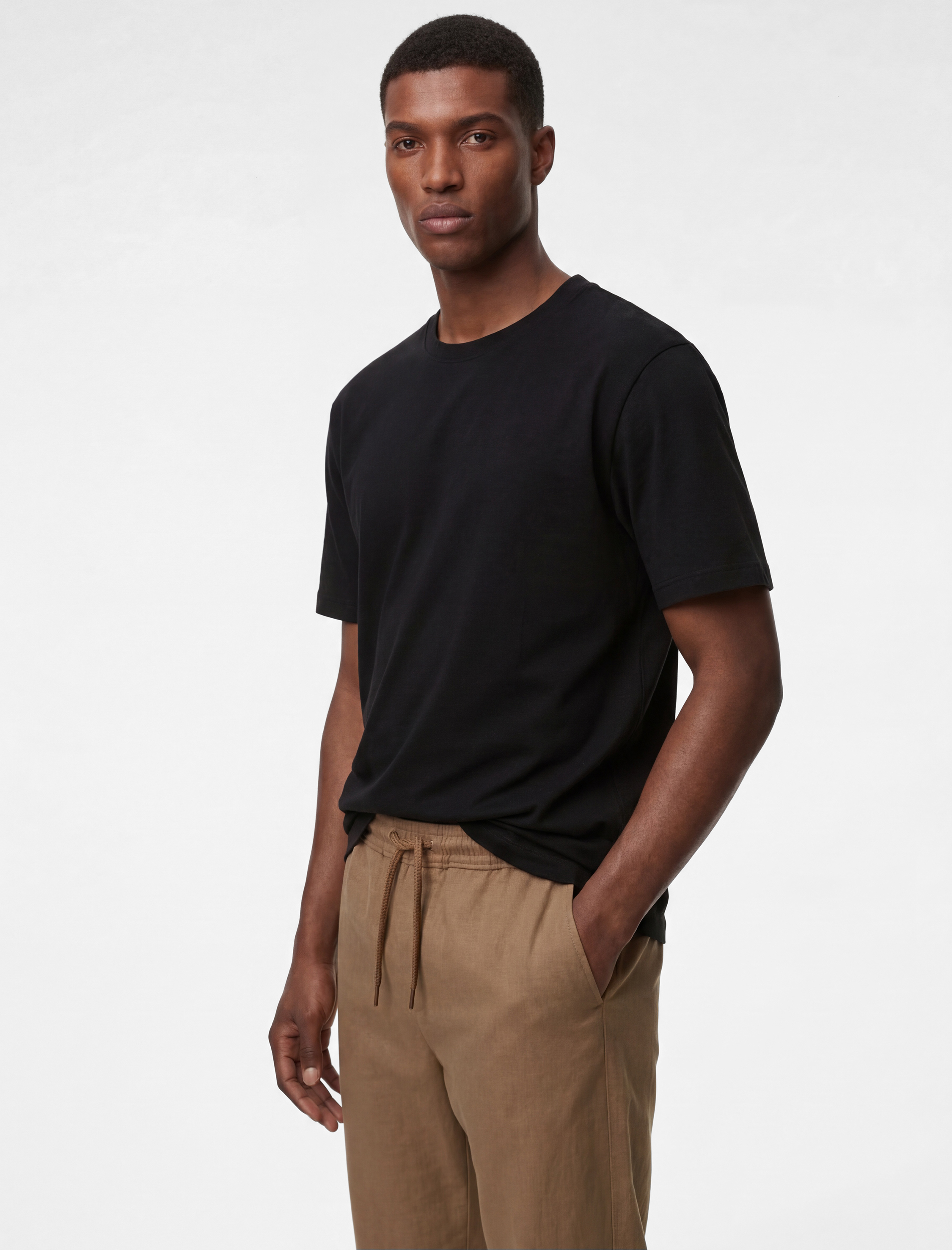 Viskon Cep Detaylı Duble Paça Beli Bağcıklı Pantolon - Görsel 2