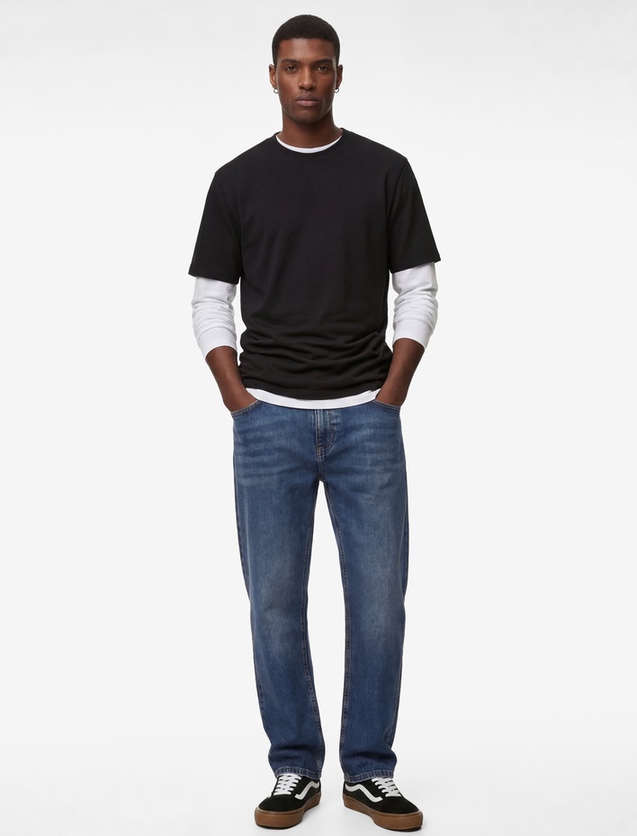  Regular Fit Bisiklet Yaka Pamuklu Basic Kısa Kollu Tişört