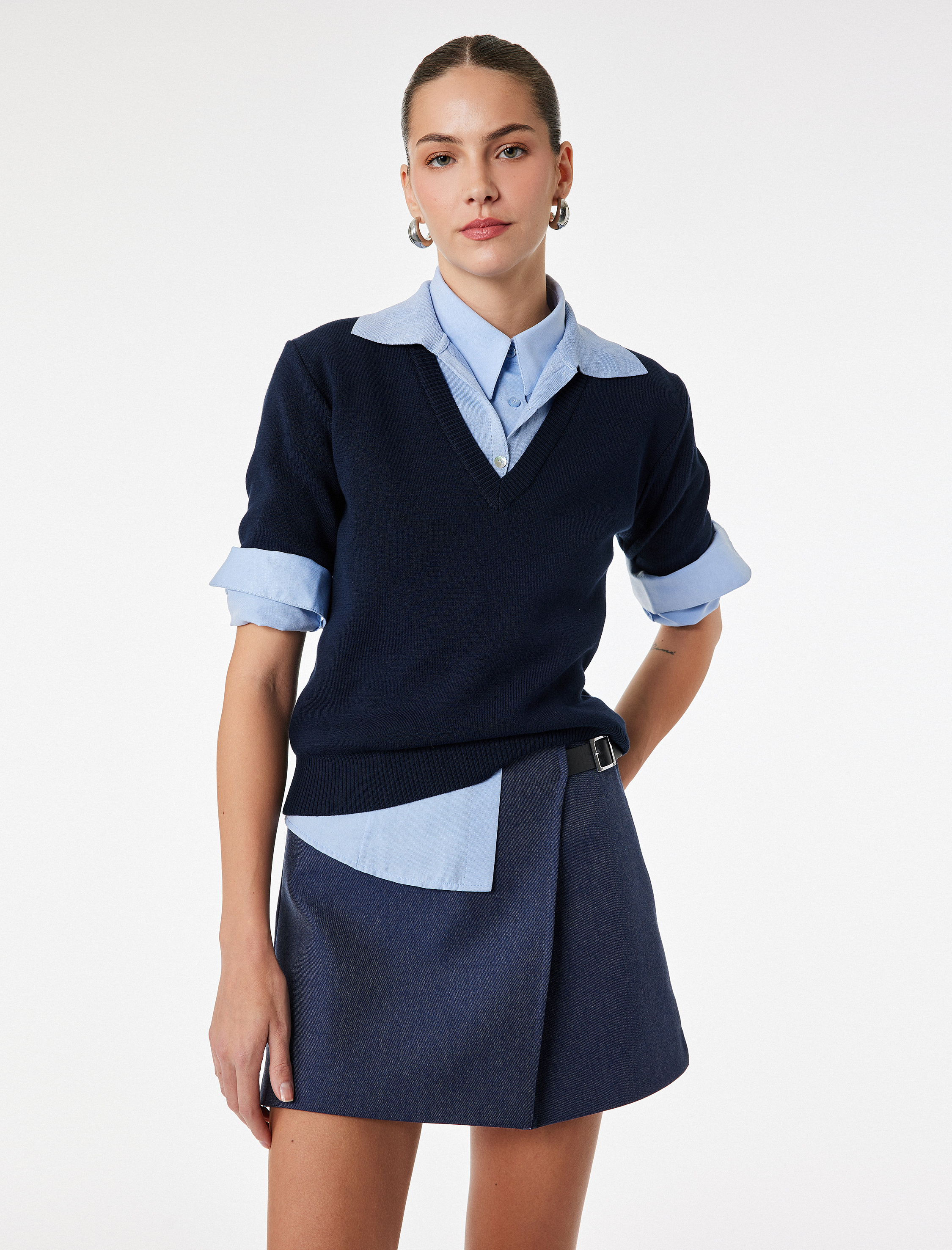   Normal Bel Kemer Detaylı Regular Fit Mini Şort Etek