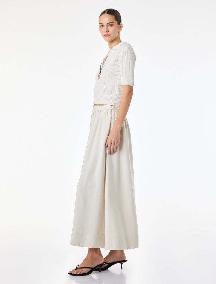  Viskon Kupro Kumaş Bol Kalıp Midi Kloş Etek