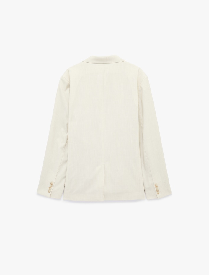  Uzun Kollu Viskon Karışımlı Cepli Düğmeli Mono Yaka Slim Fit Blazer Ceket