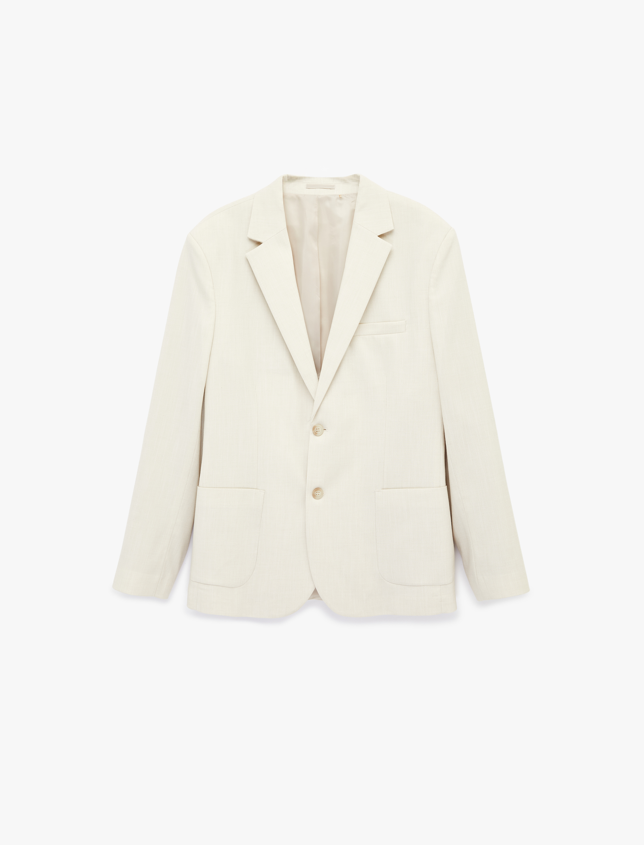   Uzun Kollu Viskon Karışımlı Cepli Düğmeli Mono Yaka Slim Fit Blazer Ceket