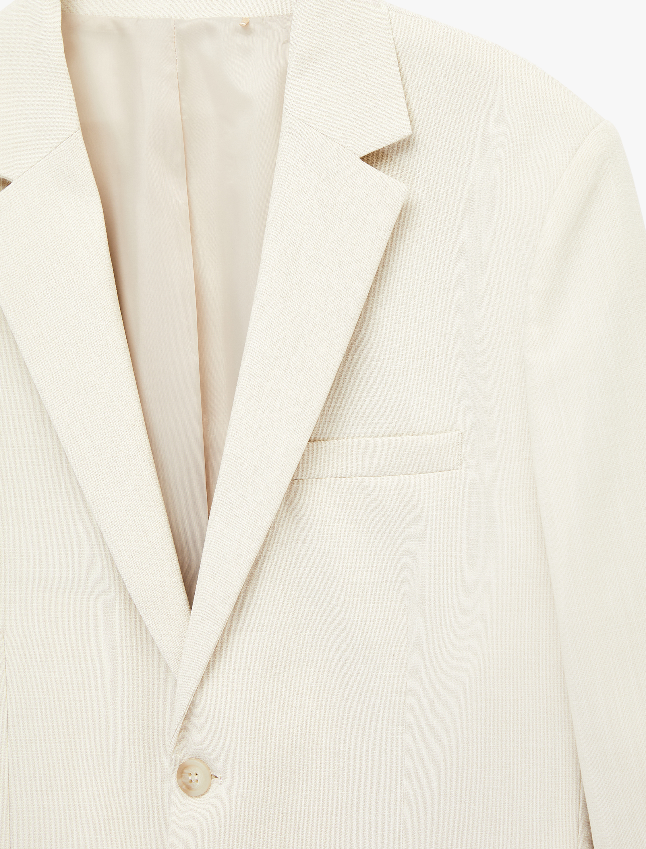   Uzun Kollu Viskon Karışımlı Cepli Düğmeli Mono Yaka Slim Fit Blazer Ceket