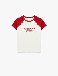 Slim Fit Kısa Kollu Bisiklet Yaka Pamuklu Baskılı Tişört