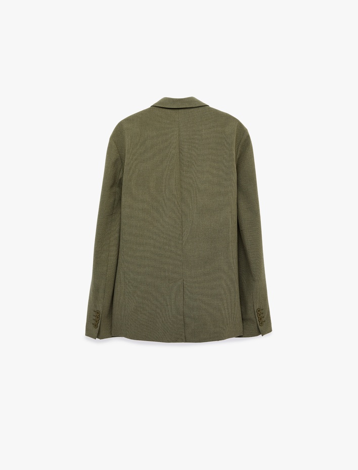  Regular Fit Uzun Kollu Cepli Düğmeli Gömlek Yaka Blazer Ceket