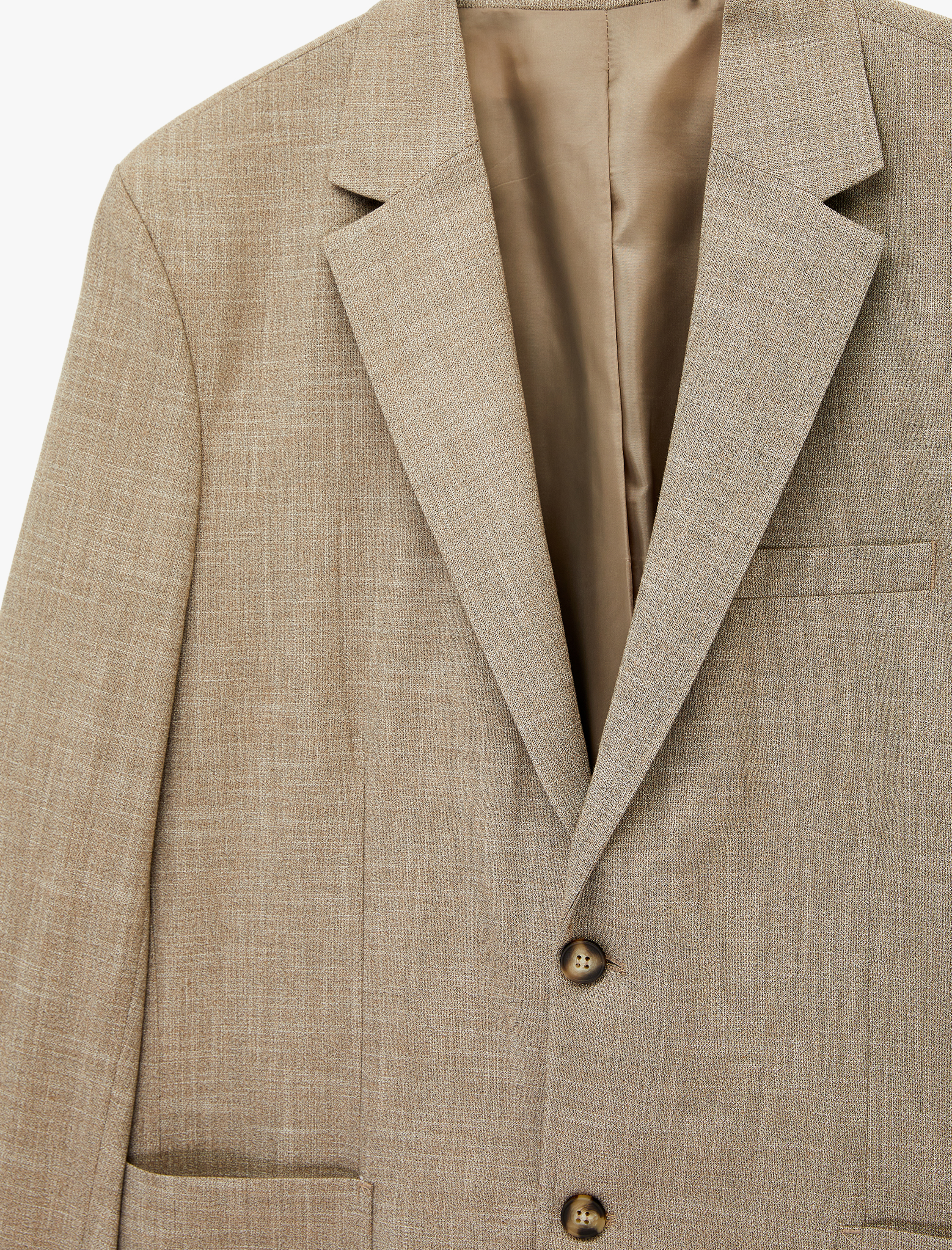   Uzun Kollu Viskon Karışımlı Cepli Düğmeli Mono Yaka Slim Fit Blazer Ceket