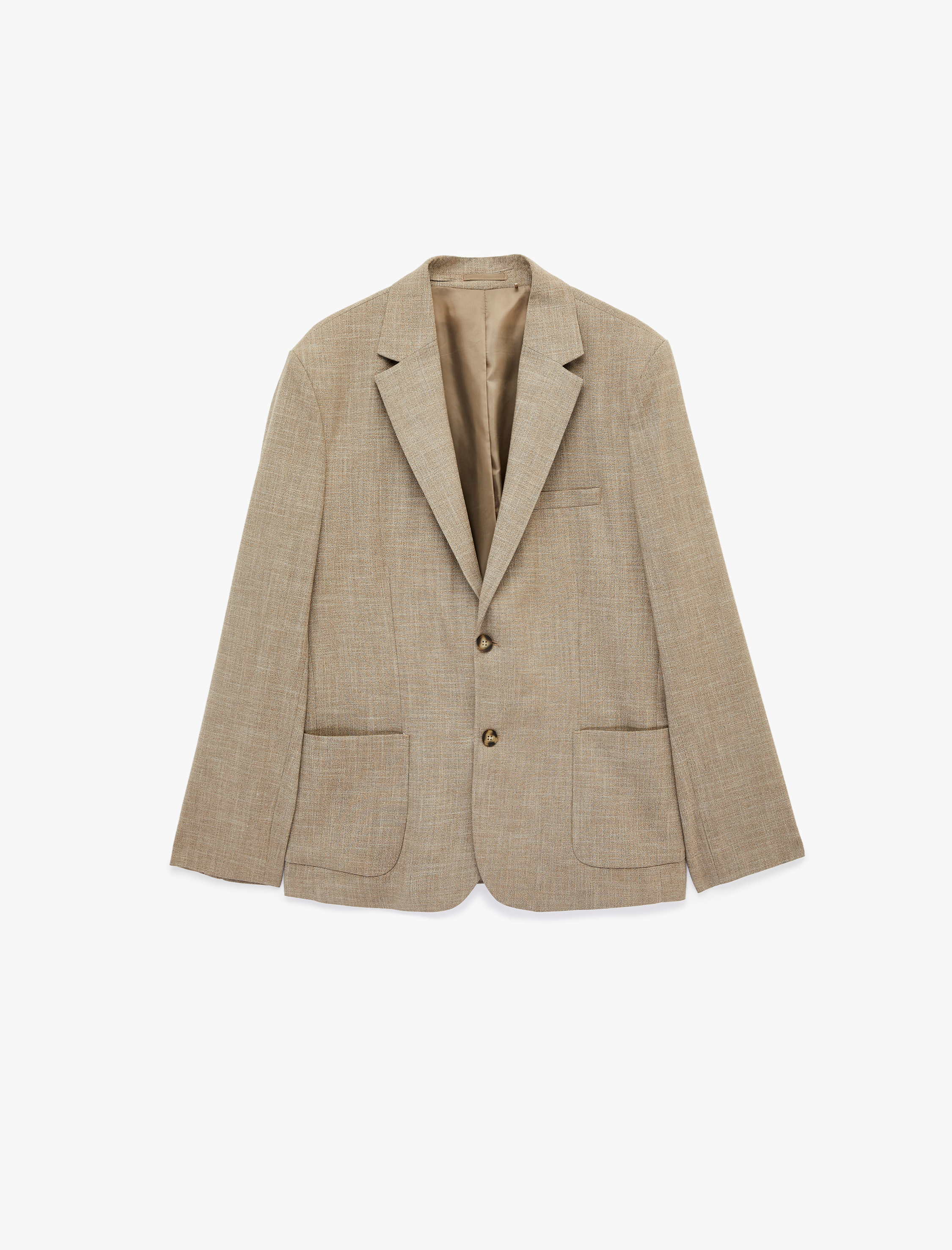   Uzun Kollu Viskon Karışımlı Cepli Düğmeli Mono Yaka Slim Fit Blazer Ceket