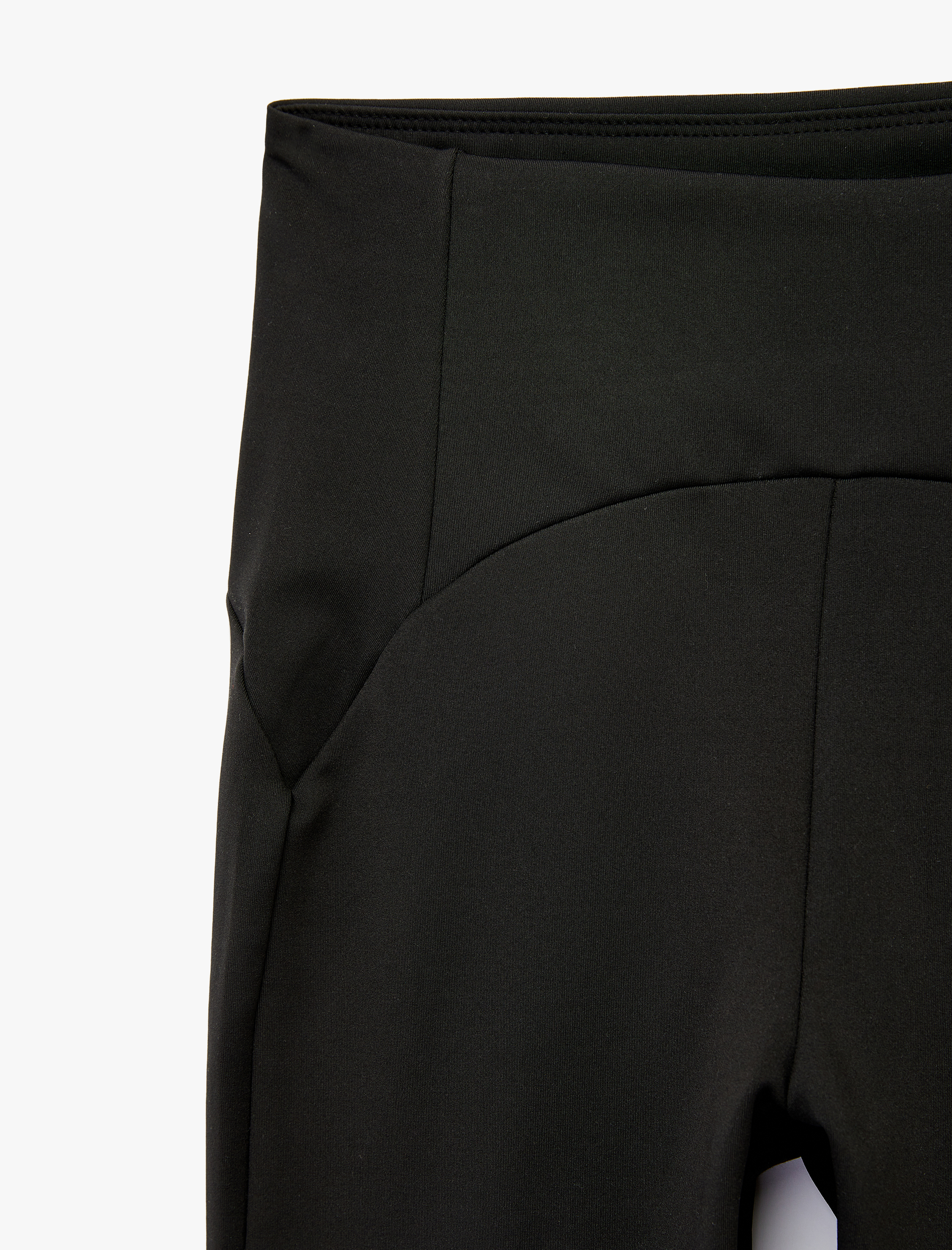   Yüksek Bel Slim Fit Dikiş Detaylı İnterlok Spor Tayt