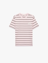 Rahat Kalıp Kısa Kollu Bisiklet Yaka Çizgili Tişört