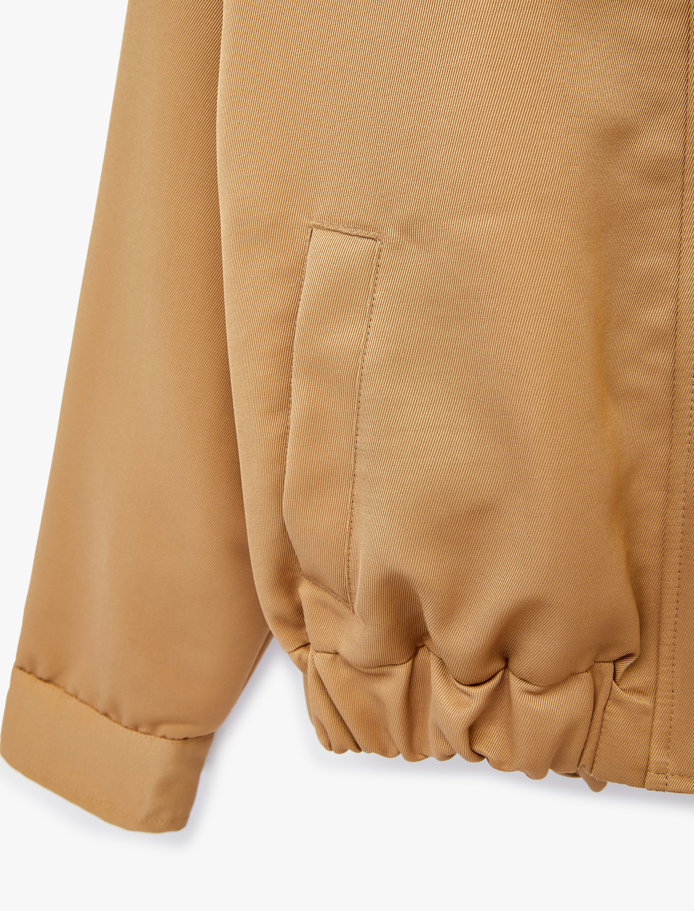   Cep Detaylı Çıtçıt Düğmeli Fermuarlı Crop Dik Yaka Mevsimlik Ceket