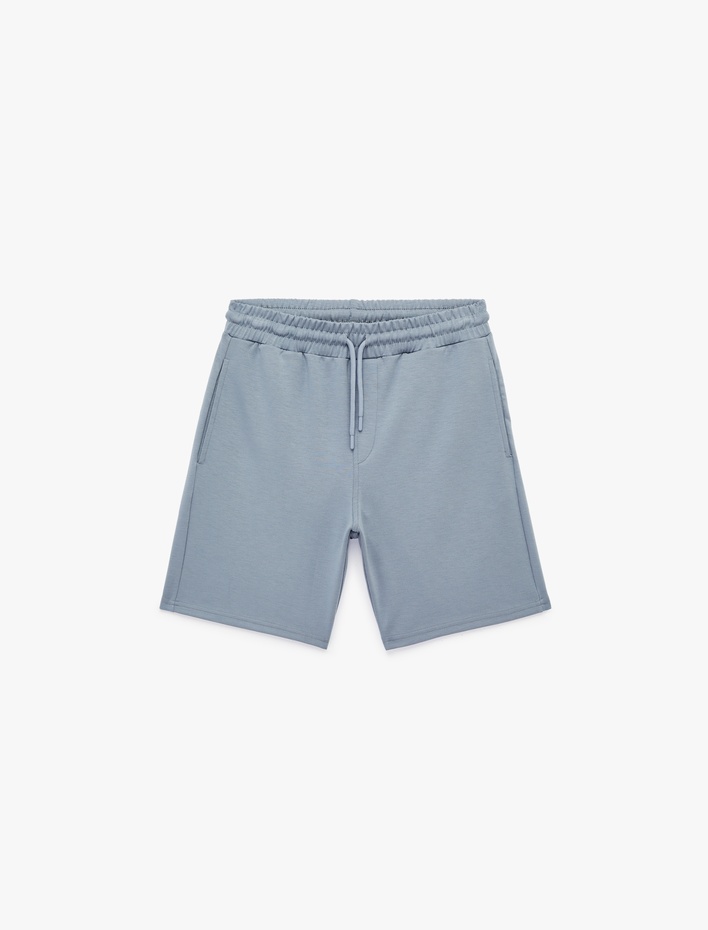  Basic Viskon Karışımlı Cepli Beli Bağcıklı Spor Şort