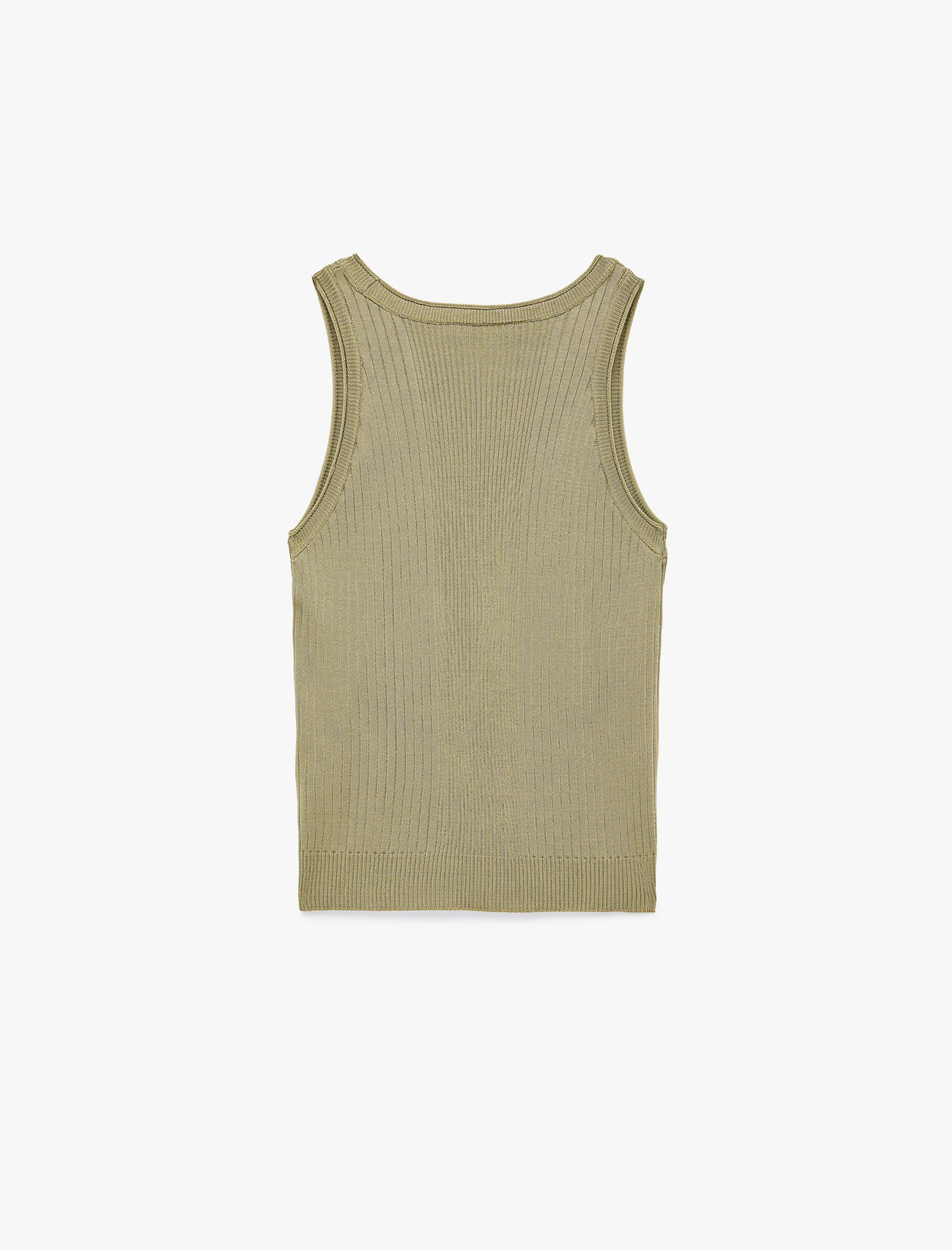   Süs Düğmeli U Yaka Viskon Triko Atlet