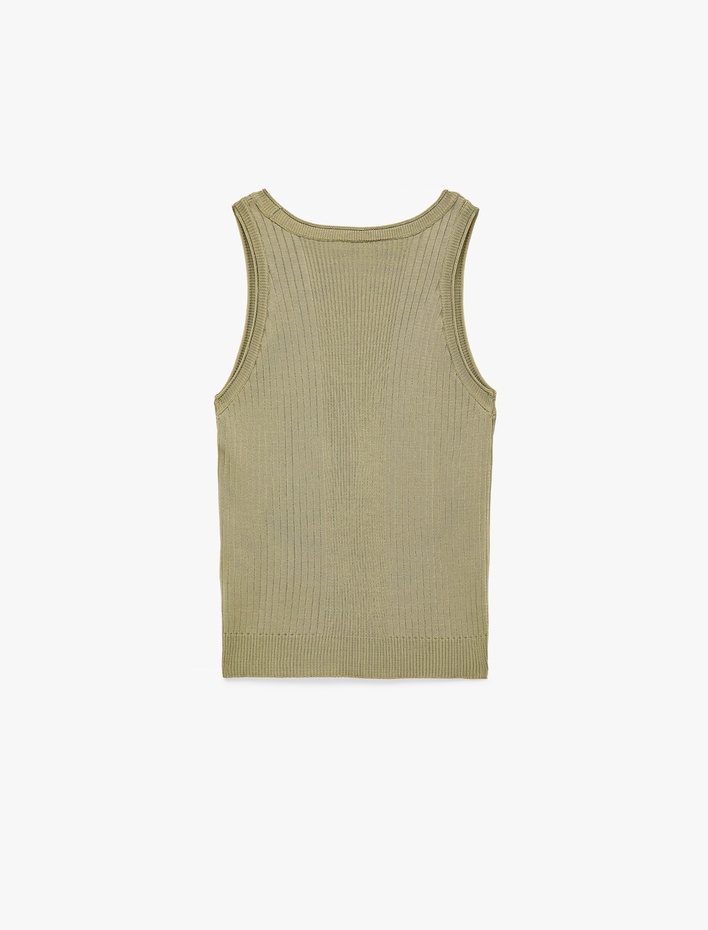  Süs Düğmeli U Yaka Viskon Triko Atlet