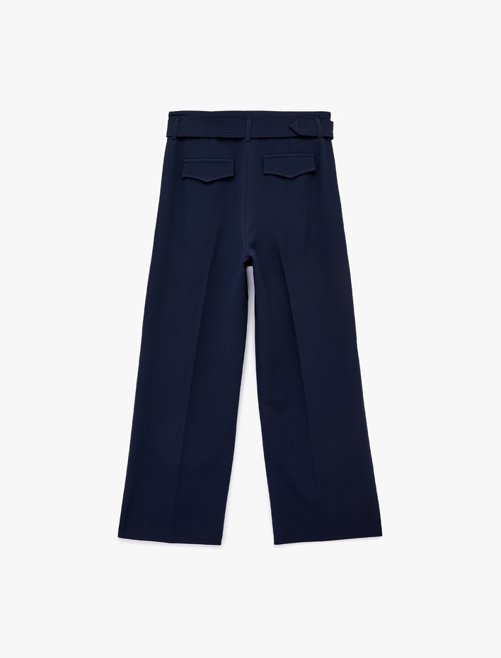  Standart Bel Kemerli Geniş Paça Pantolon