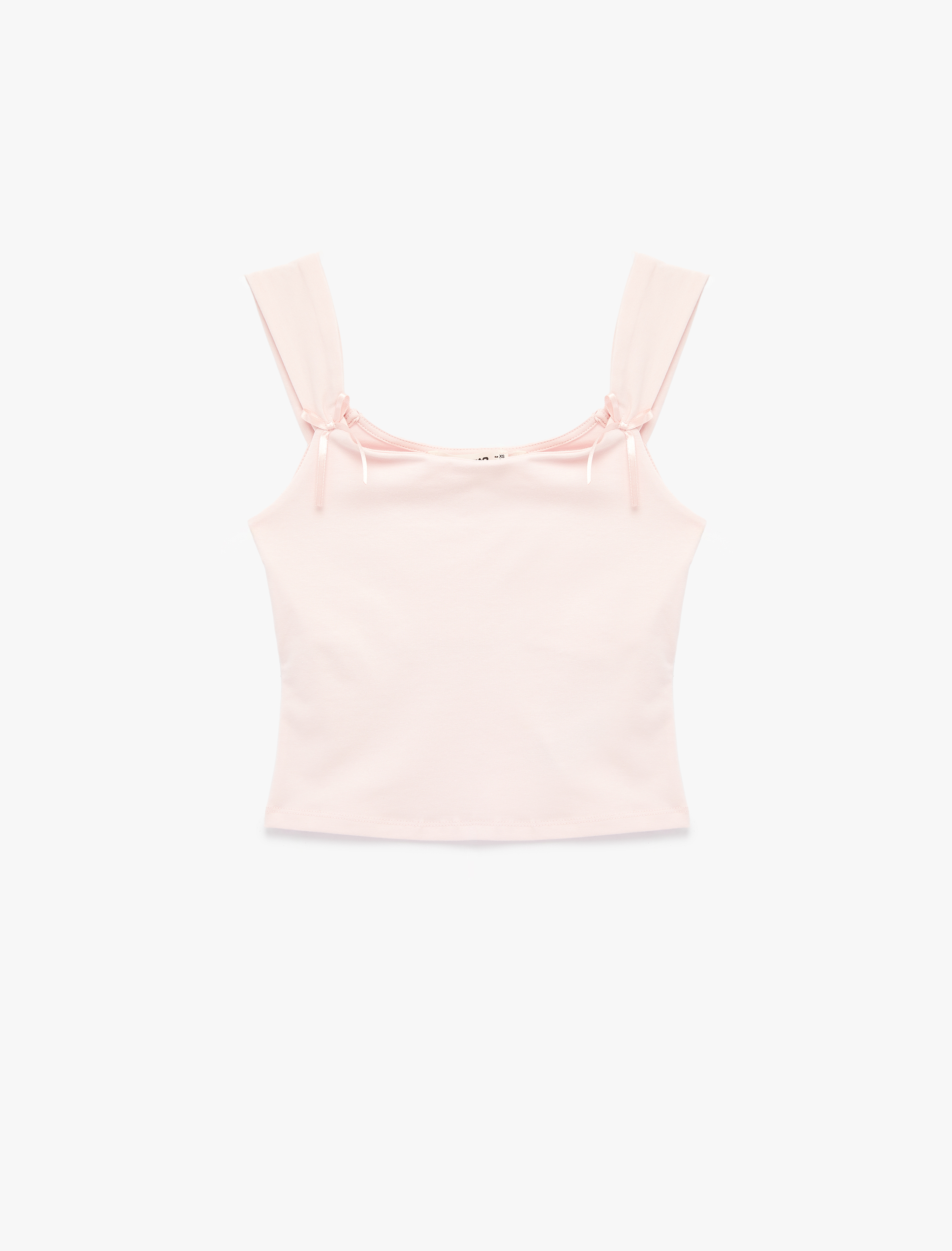   Pamuklu Slim Fit Kolsuz Kare Yaka Fiyonklu Bluz