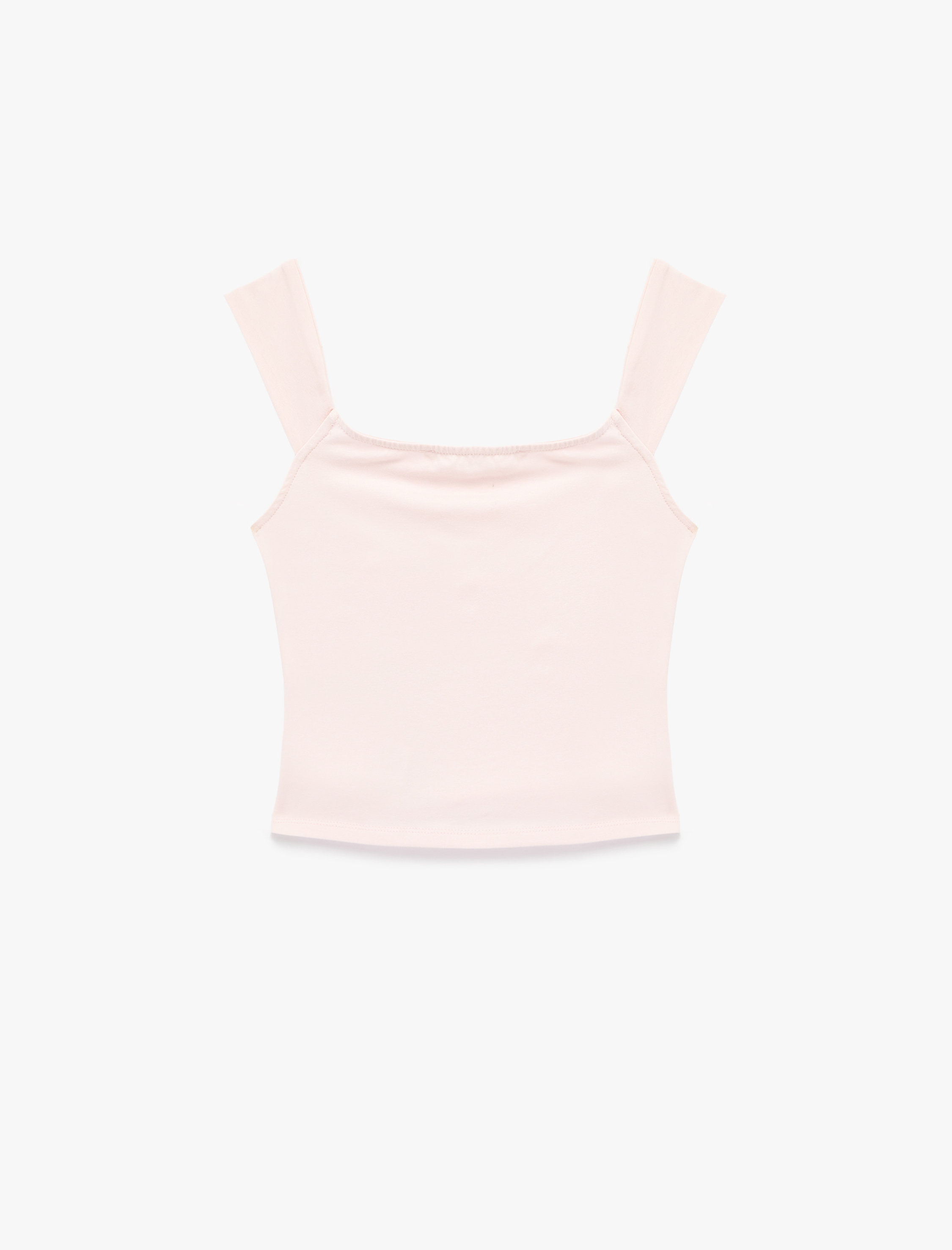   Pamuklu Slim Fit Kolsuz Kare Yaka Fiyonklu Bluz