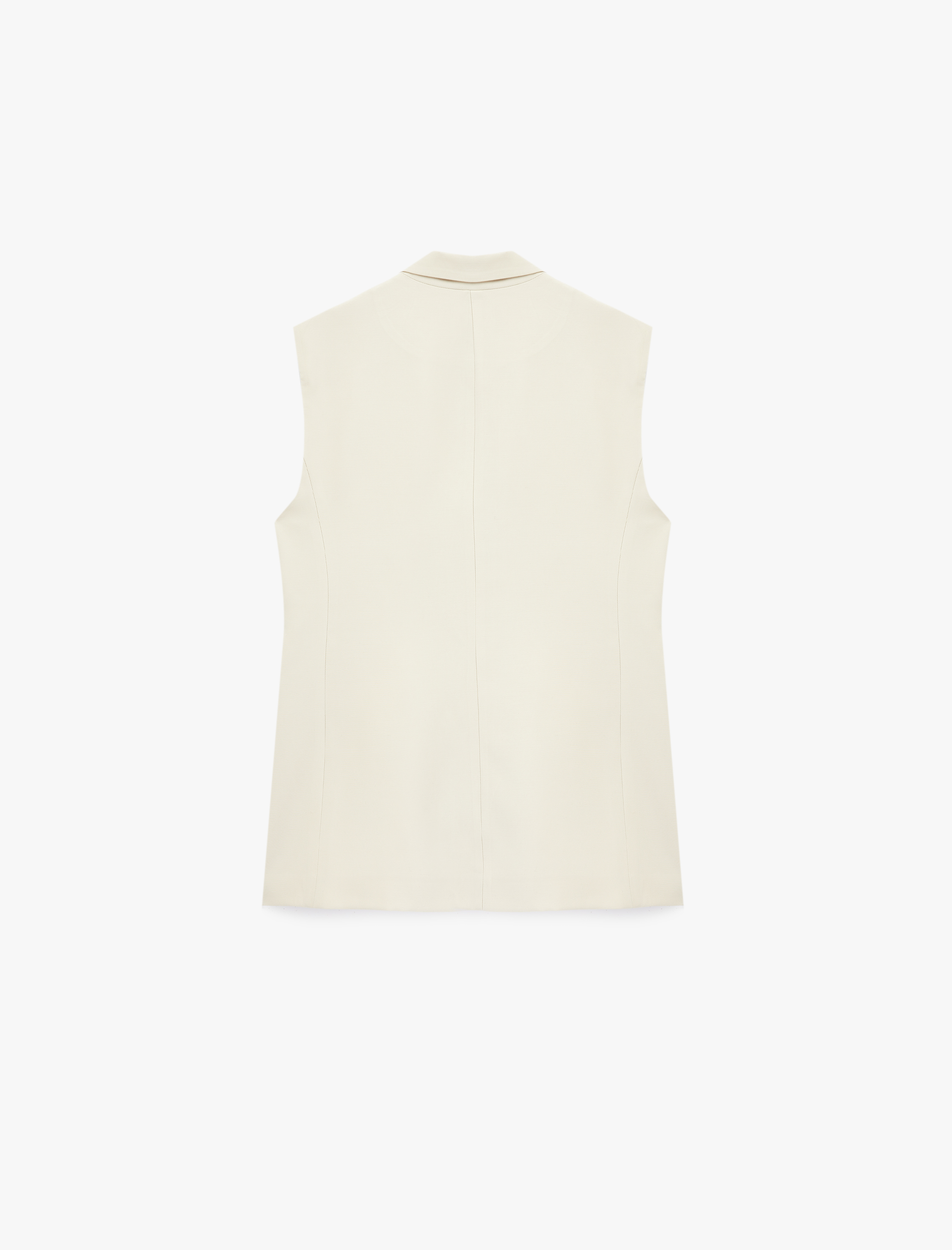   Geniş Yaka Cep Detaylı Kolsuz Düğmeli Viskon Blazer Yelek