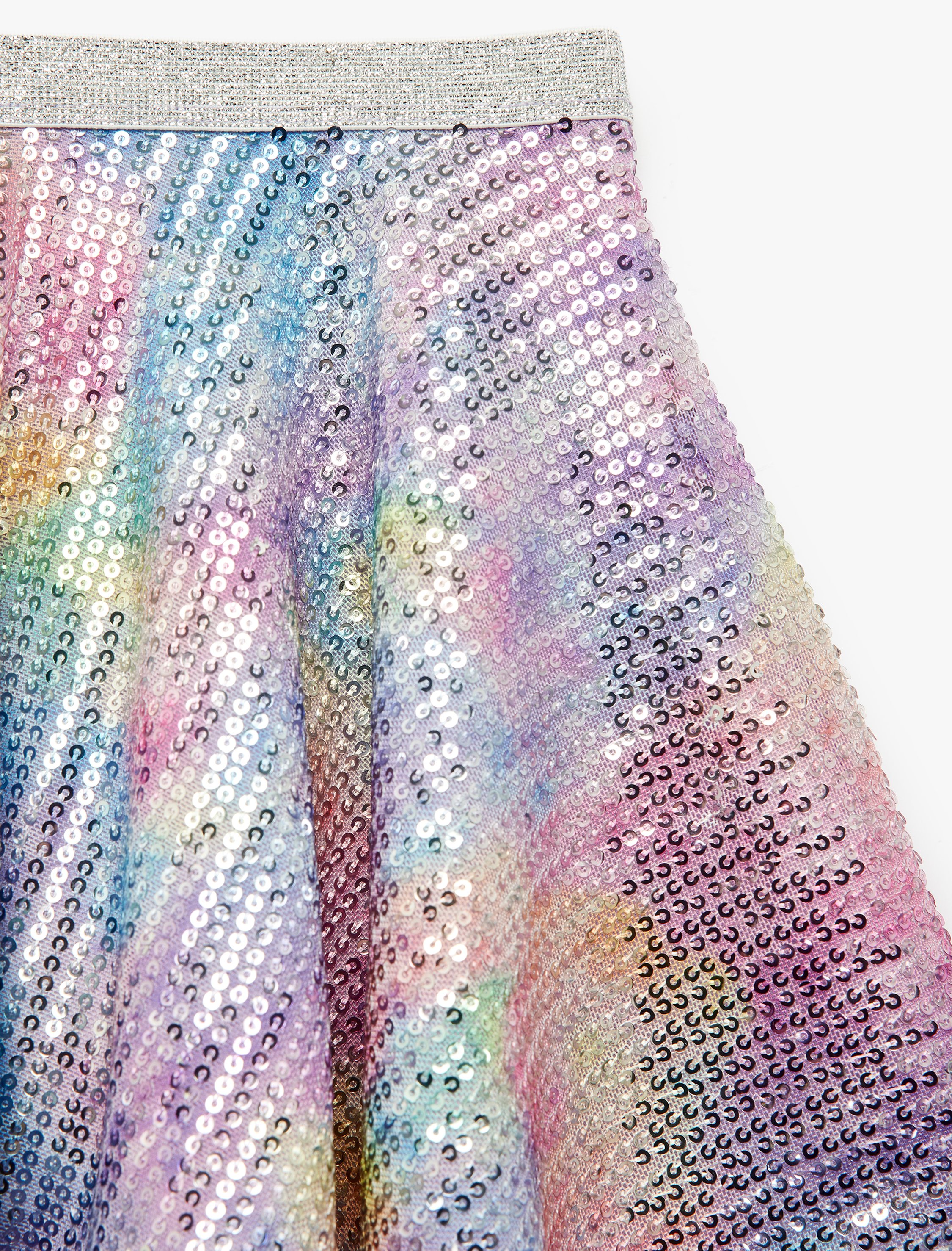  Kız Çocuk Beli Lastikli Pullu Payetli Kloş Mini Etek