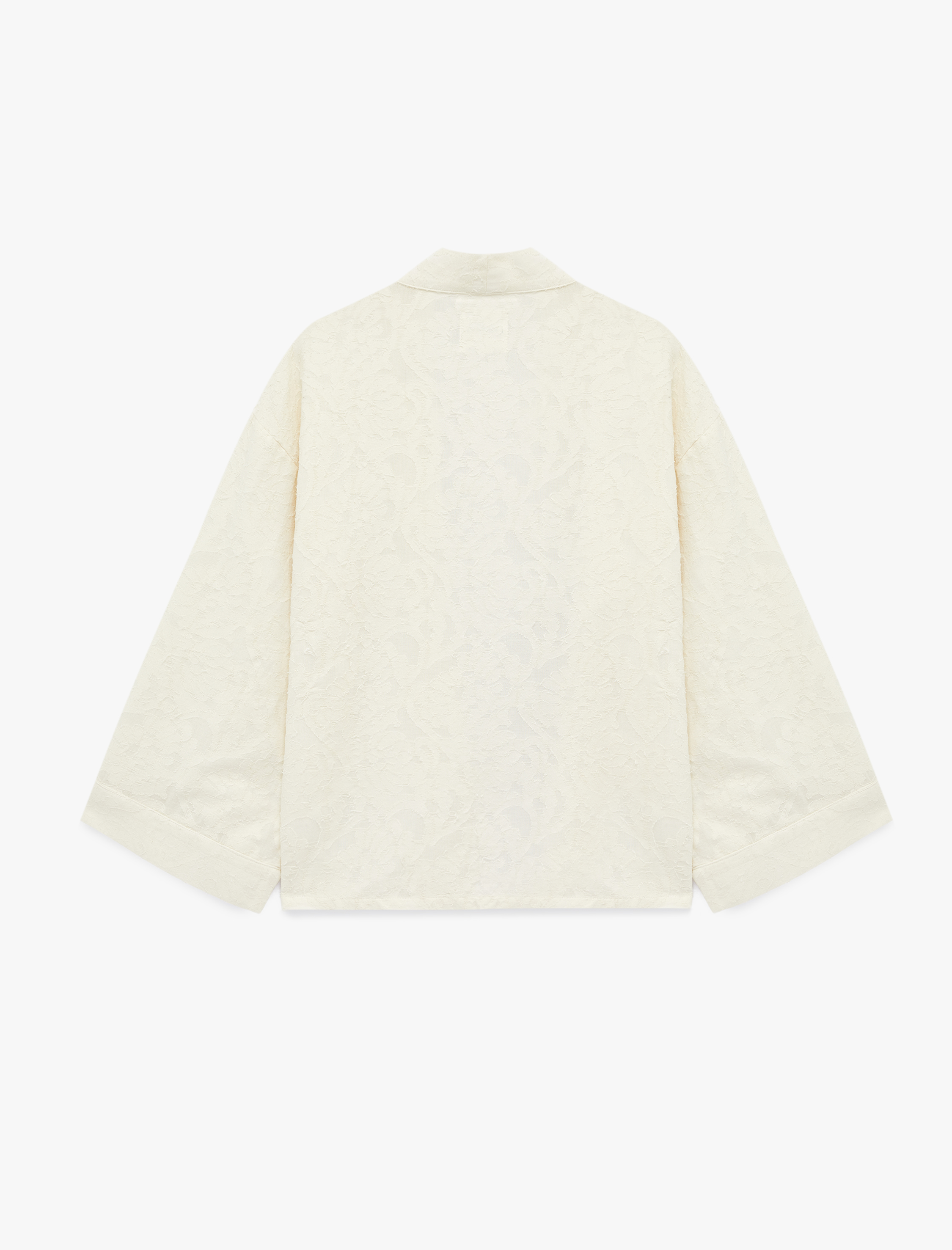   Pamuklu Uzun Kollu Floral Dokulu Oversize Kimono Ceket