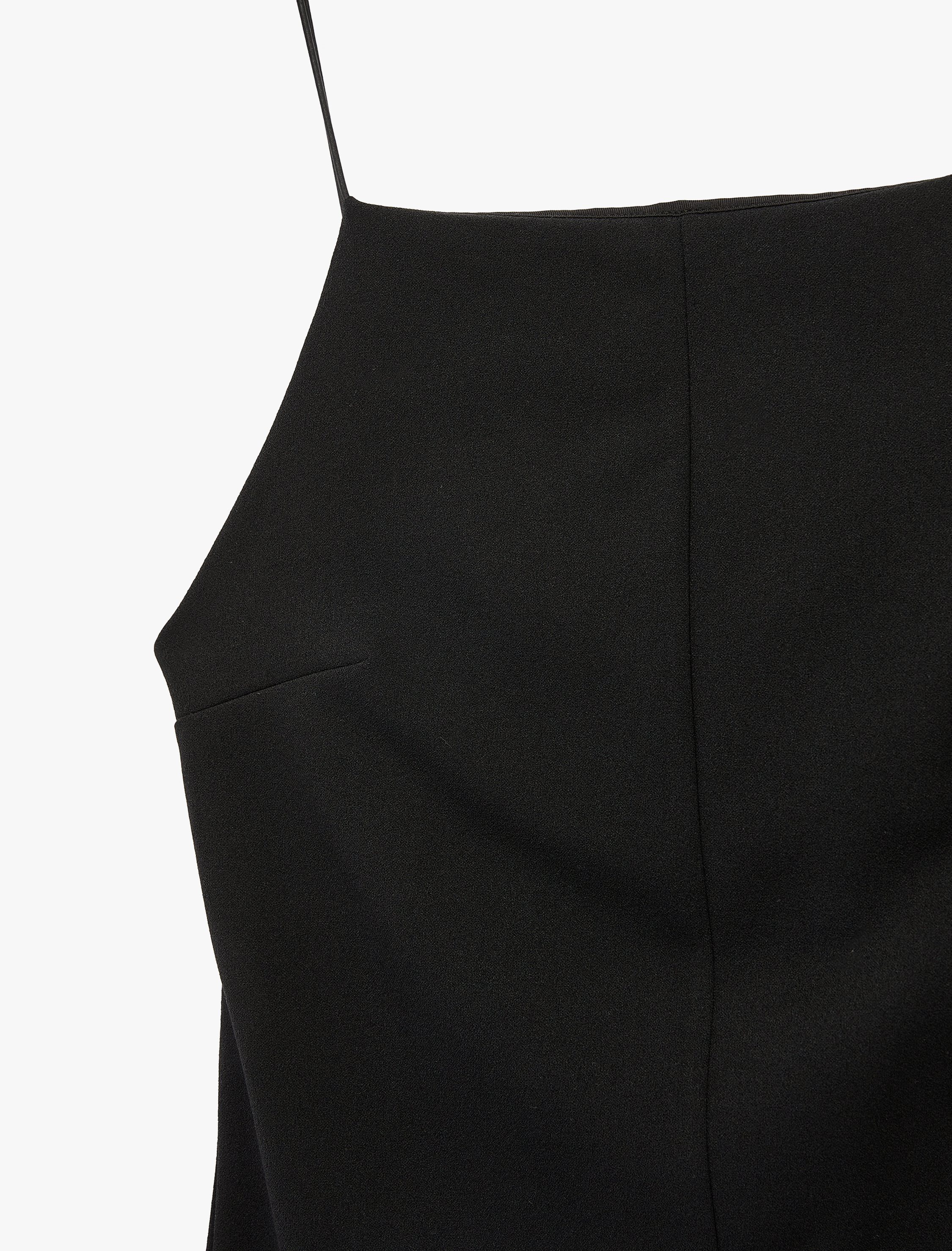   Slim Fit Yırtmaç Detaylı İnce Askılı Halter Yaka Midi Kalem Elbise