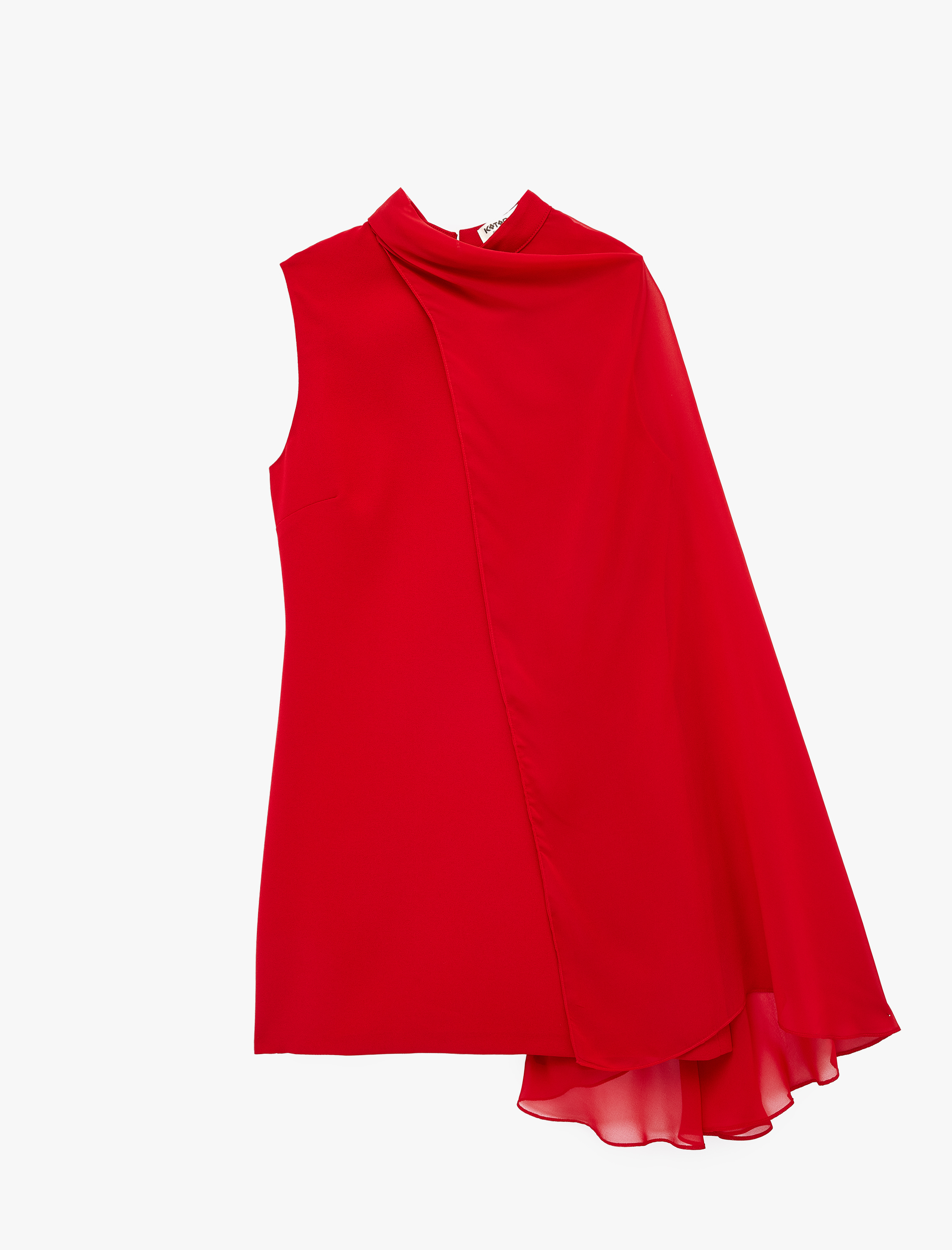   Bisiklet Yaka Pelerin Kollu A Kesim Krep Mini Elbise