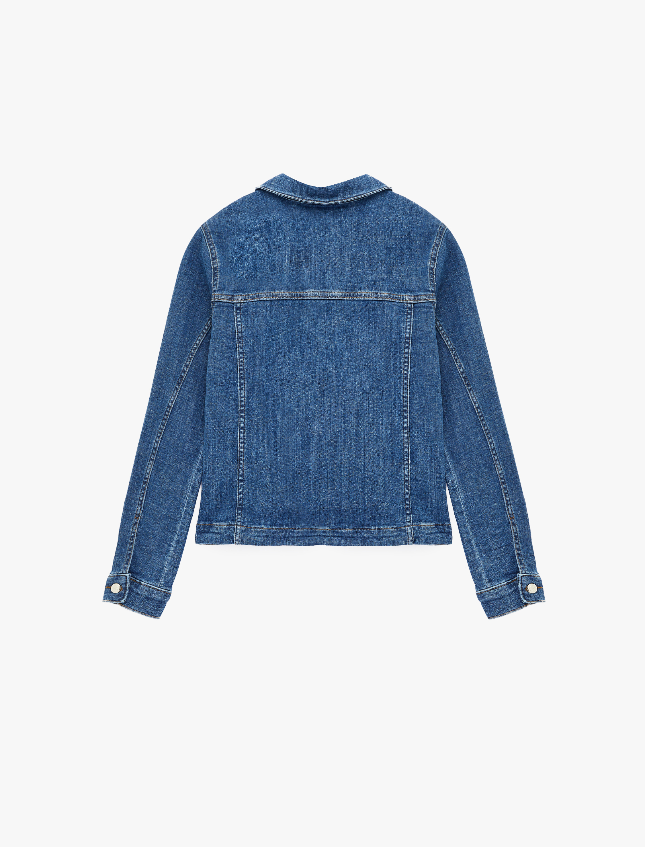   Slim Fit Uzun Kollu Klasik Yaka Fermuarlı Denim Ceket