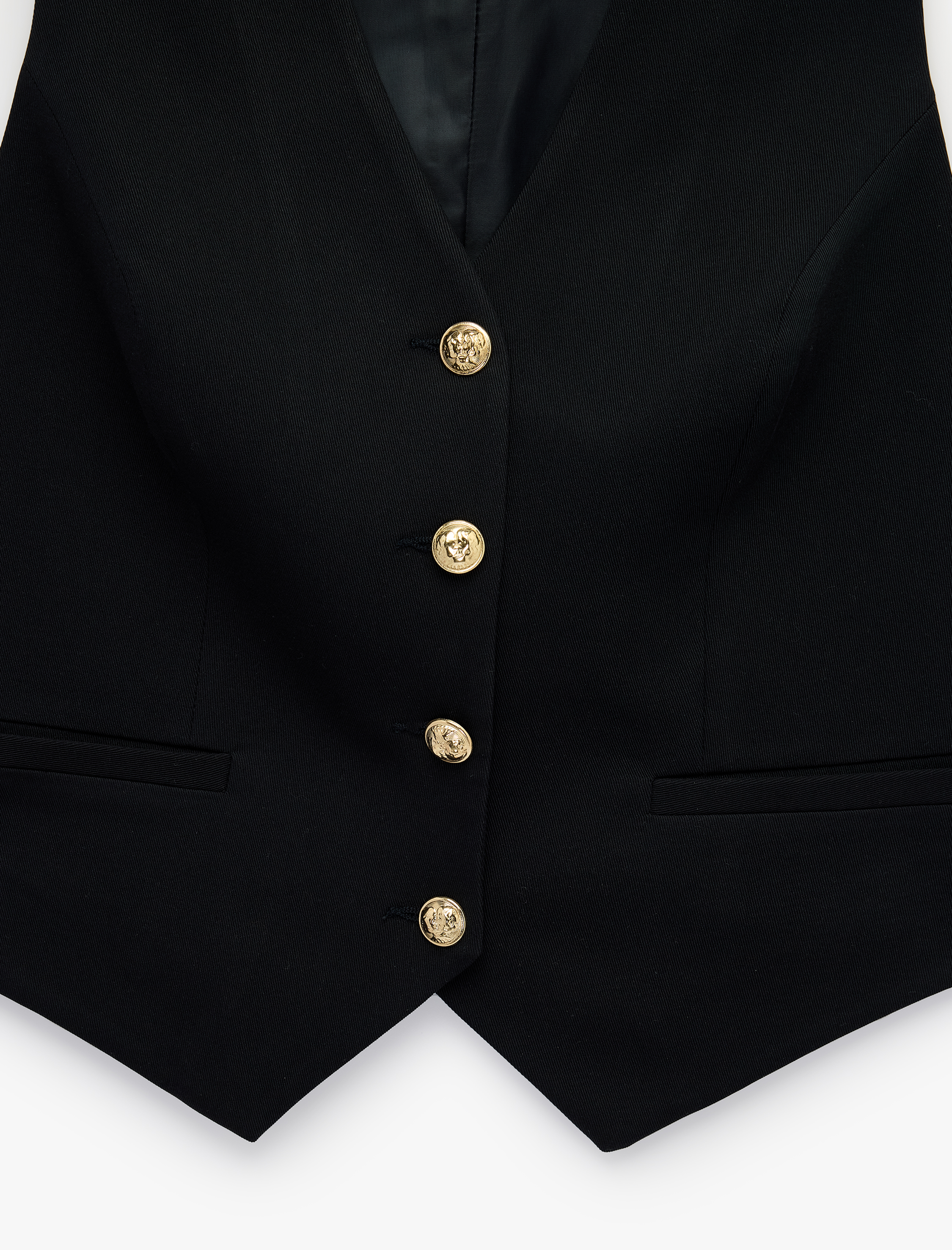   Metal Düğme Detaylı Kolsuz V Yaka Blazer Yelek