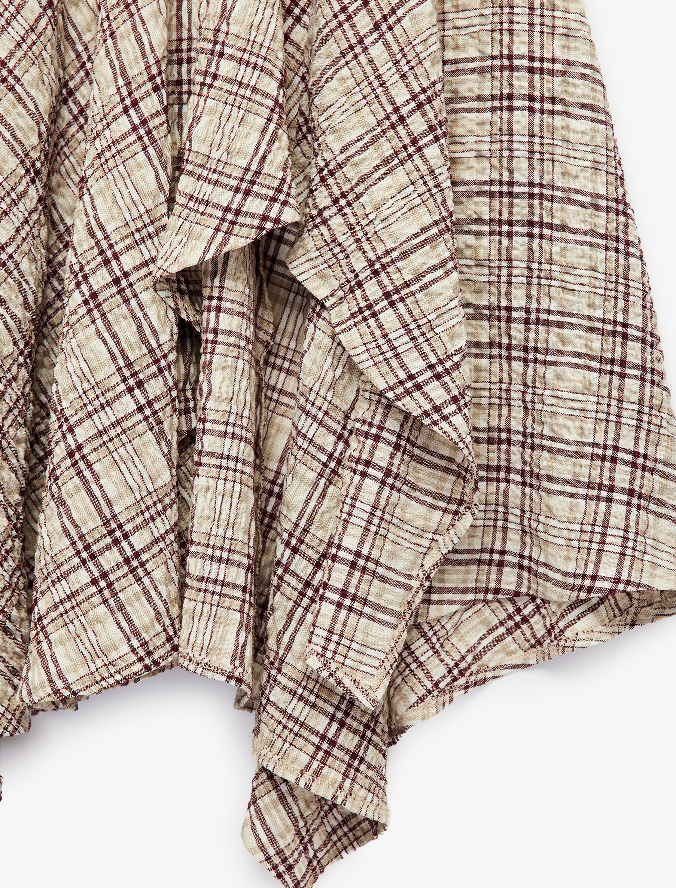  Kız Çocuk Viskon Krinkıl Kumaş Dokulu Asimetrik Kesim Ekose Etek