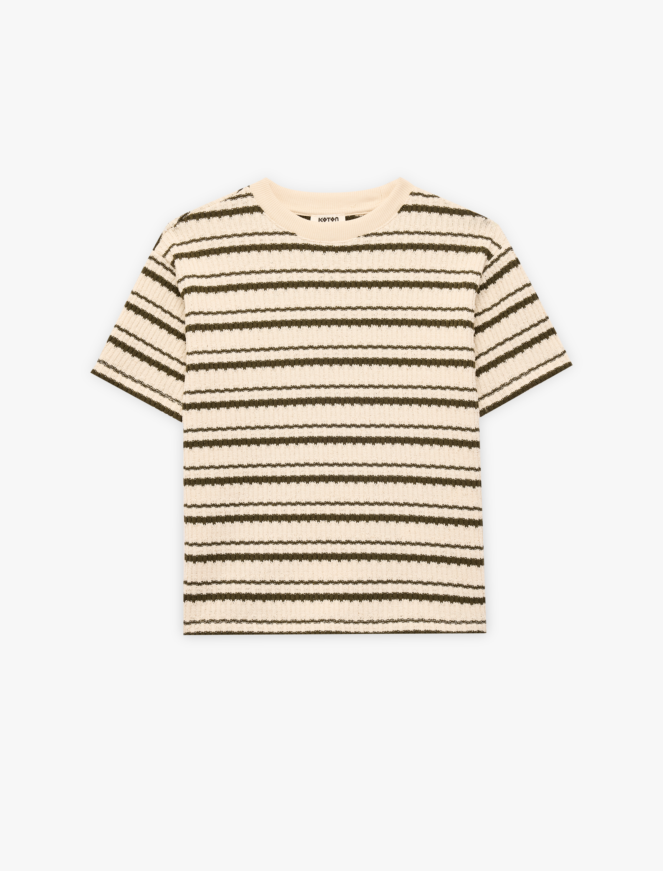  Erkek Çocuk Kısa Kollu Bisiklet Yaka Çizgili Oversize Tişört