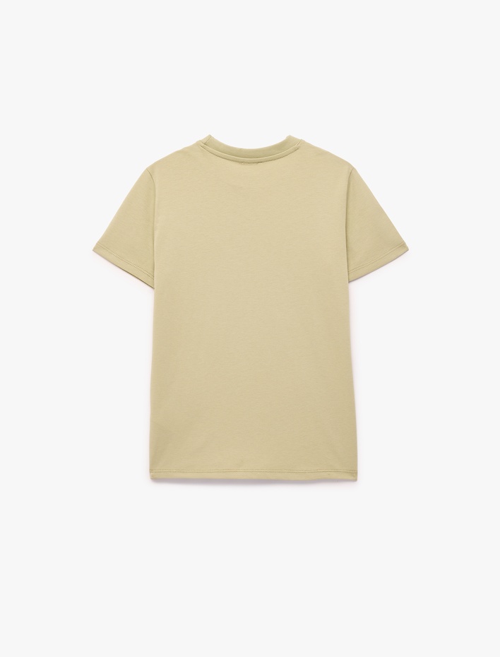 Erkek Çocuk Pamuklu Kısa Kollu Bisiklet Yaka Dinozor Baskılı Tişört