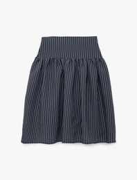 Modal Karışımlı A Kesim Çizgili Etek