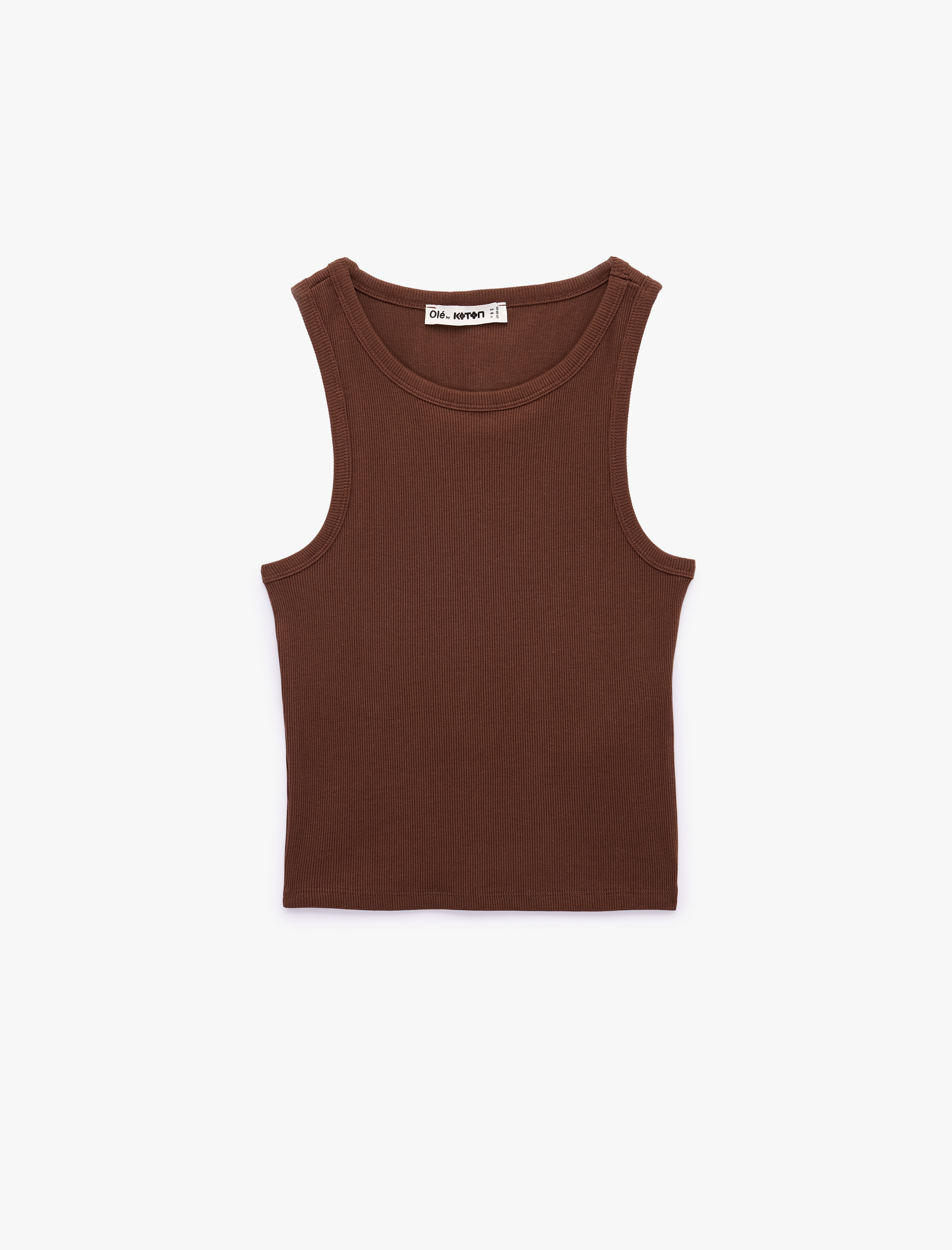   Slim Fit Bisiklet Yaka Fitilli Kolsuz Atlet