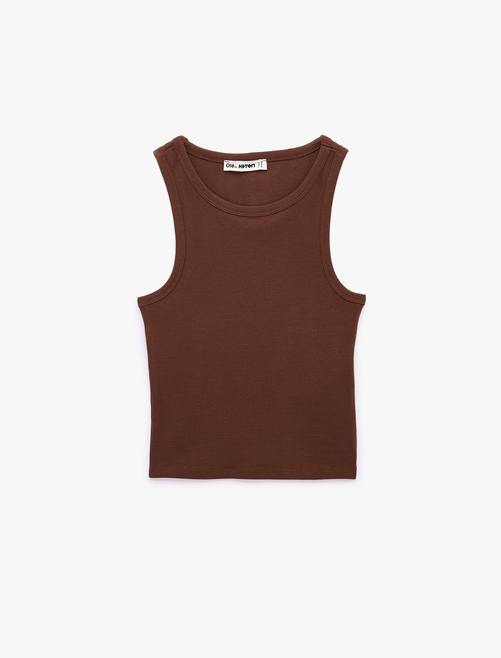  Slim Fit Bisiklet Yaka Fitilli Kolsuz Atlet