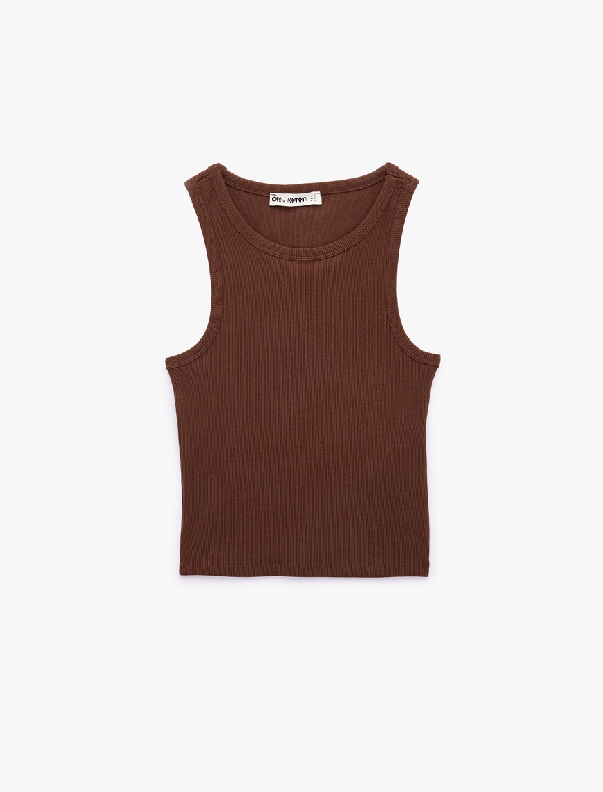 Koton Kadın Slim Fit Bisiklet Yaka Fitilli Kolsuz Atlet