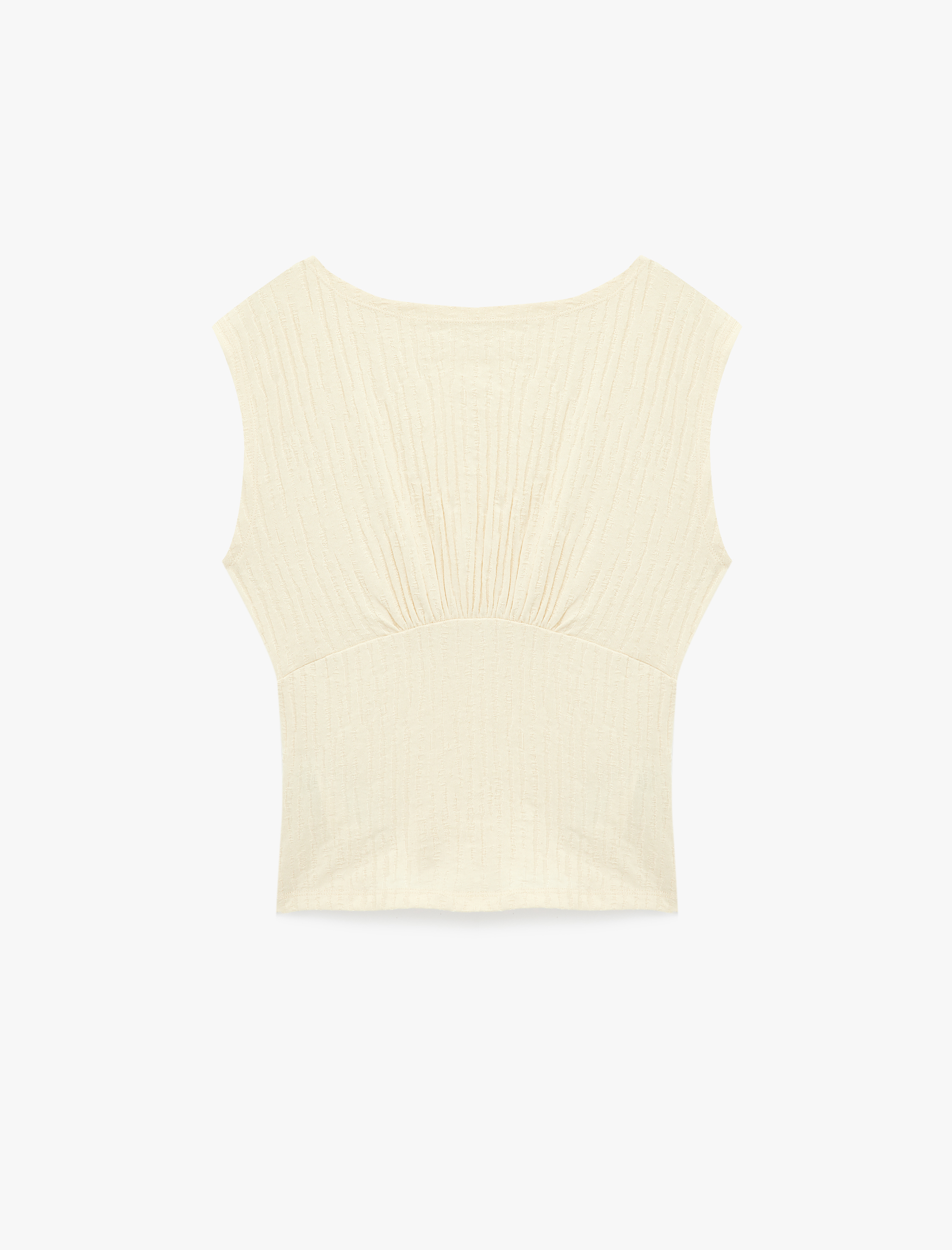   Pamuklu Kolsuz Slim Fit Kayık Yaka Tişört