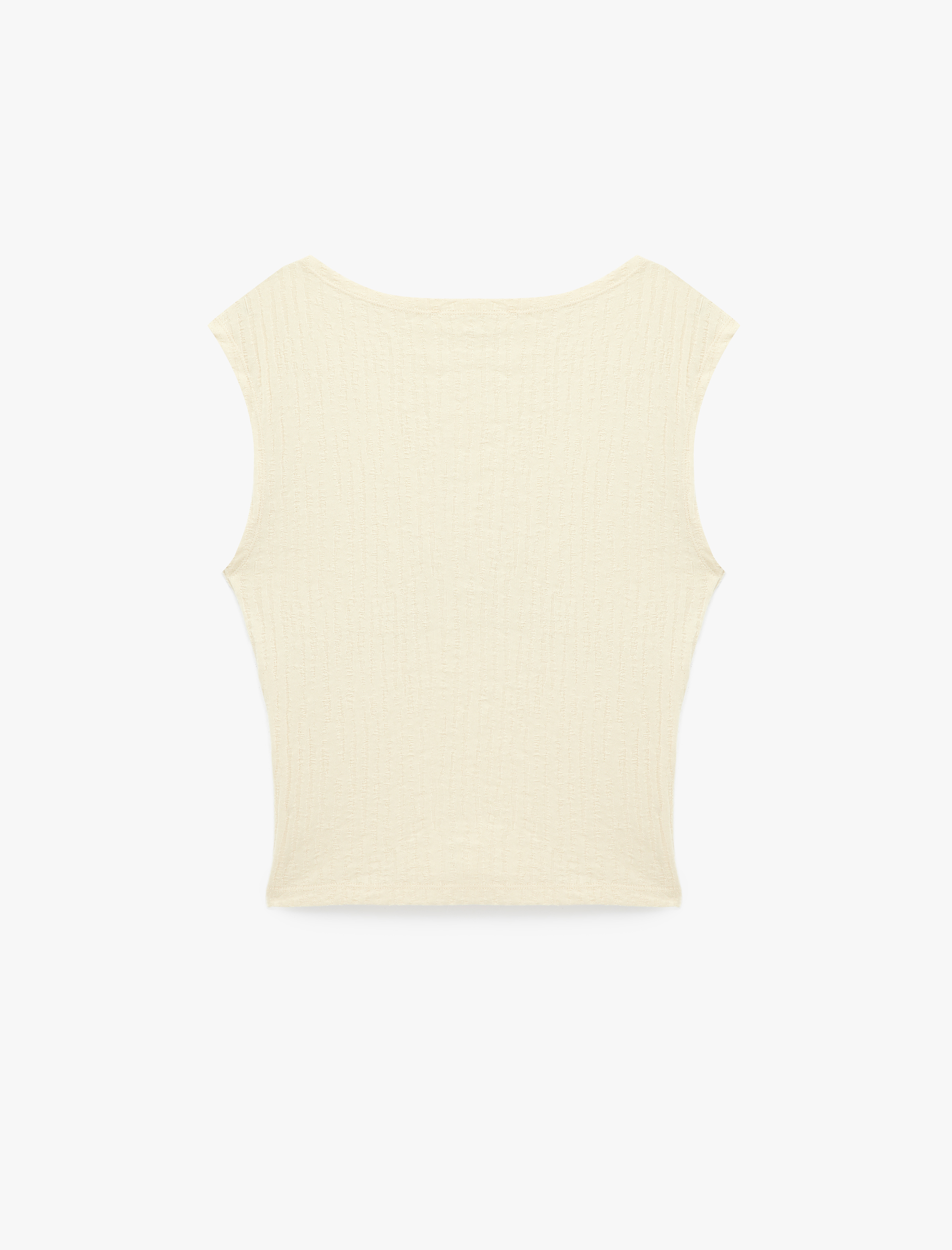   Pamuklu Kolsuz Slim Fit Kayık Yaka Tişört