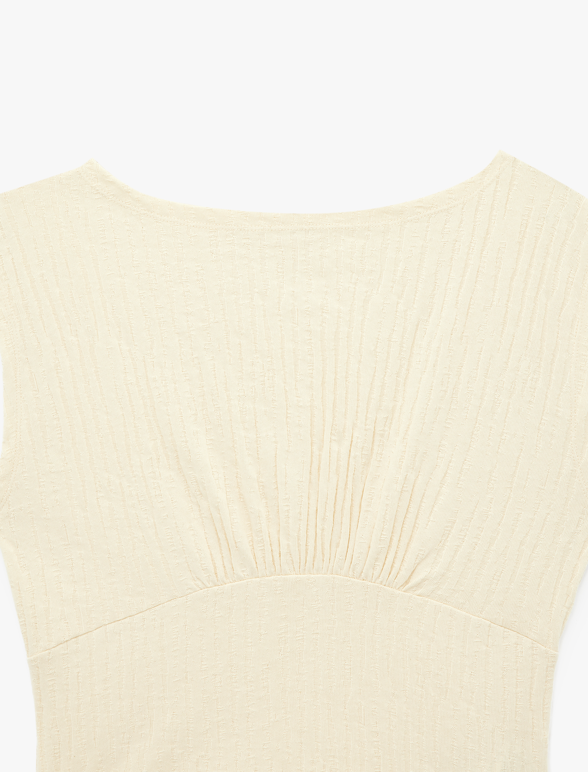   Pamuklu Kolsuz Slim Fit Kayık Yaka Tişört