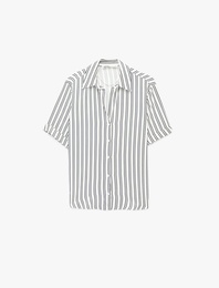 Klasik Yaka Düğmeli Kısa Kollu Viskon Gömlek