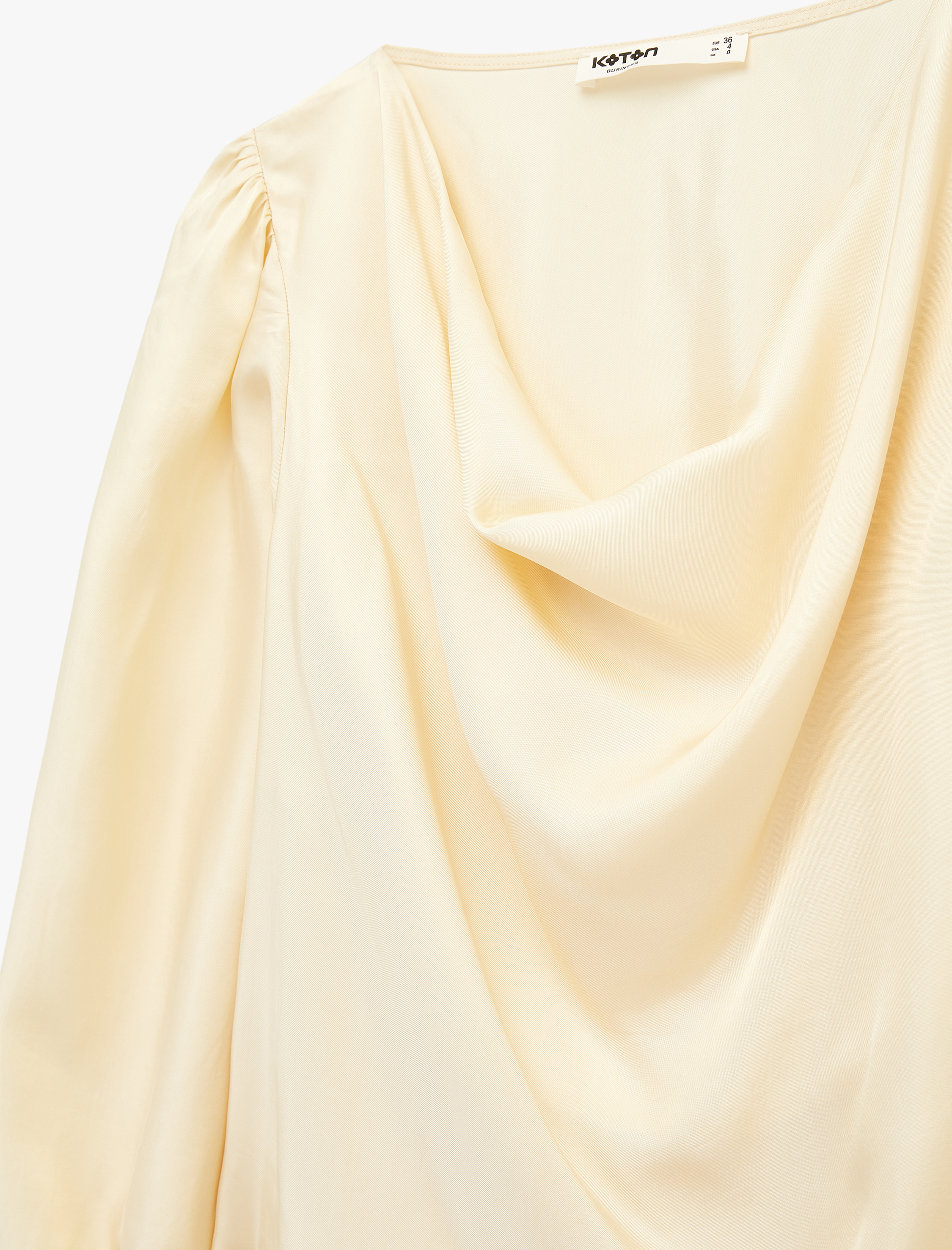   Viskon Uzun Kollu Degaje Yaka Saten Bluz