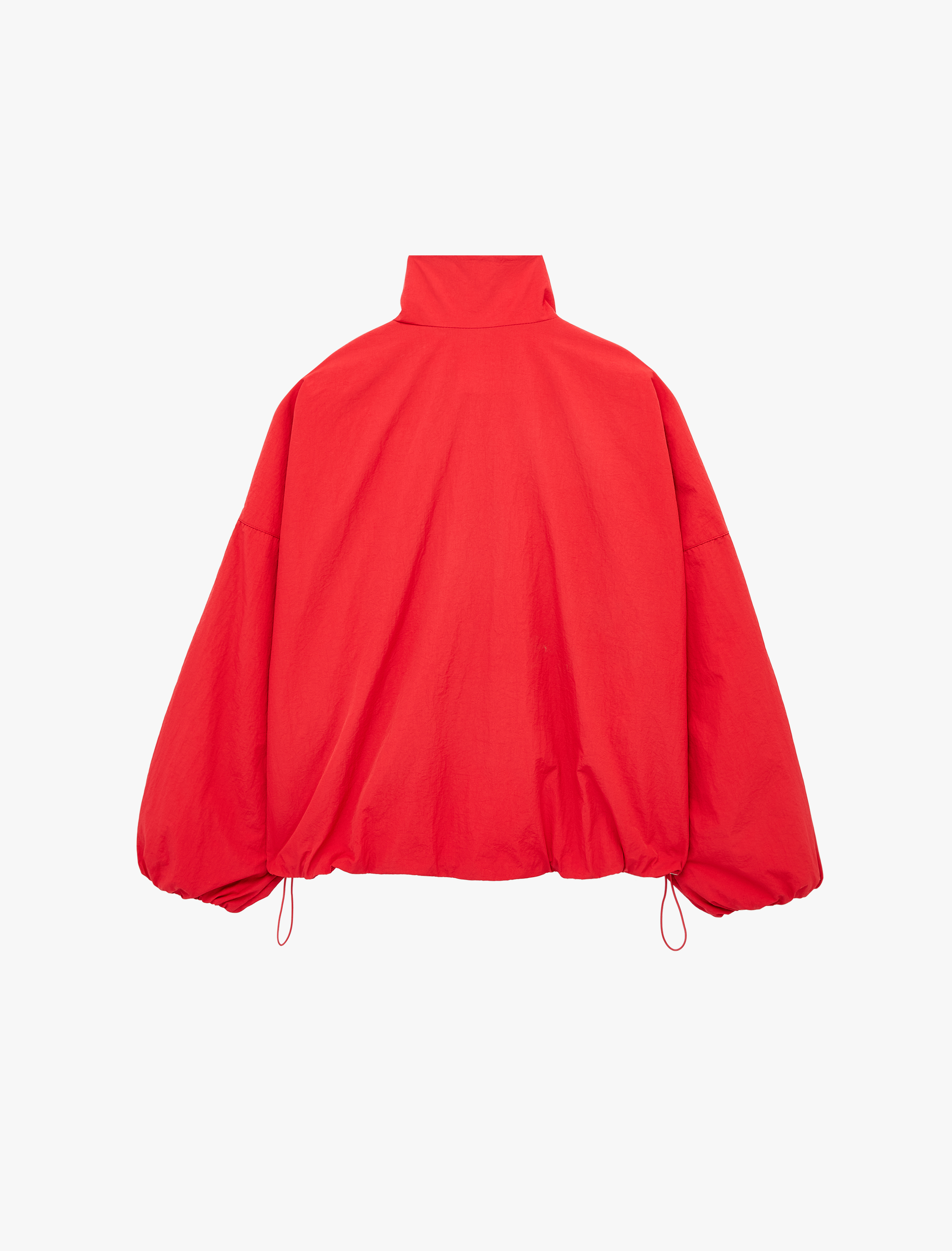   Krinkıl Paraşüt Kumaş Uzun Kollu Cepli Fermuarlı Dik Yaka Crop Yağmurluk