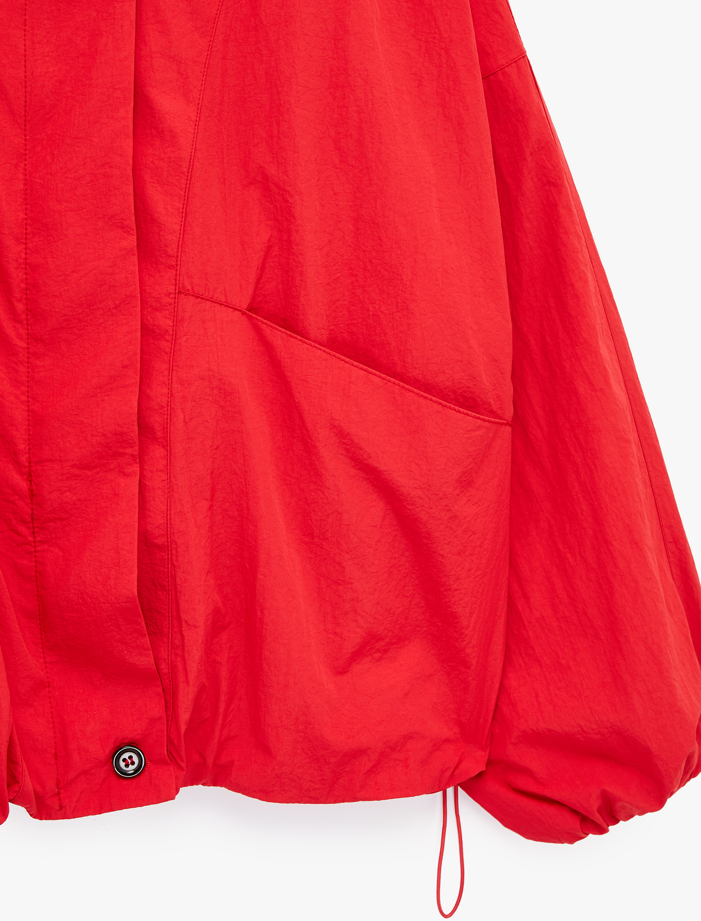   Krinkıl Paraşüt Kumaş Uzun Kollu Cepli Fermuarlı Dik Yaka Crop Yağmurluk