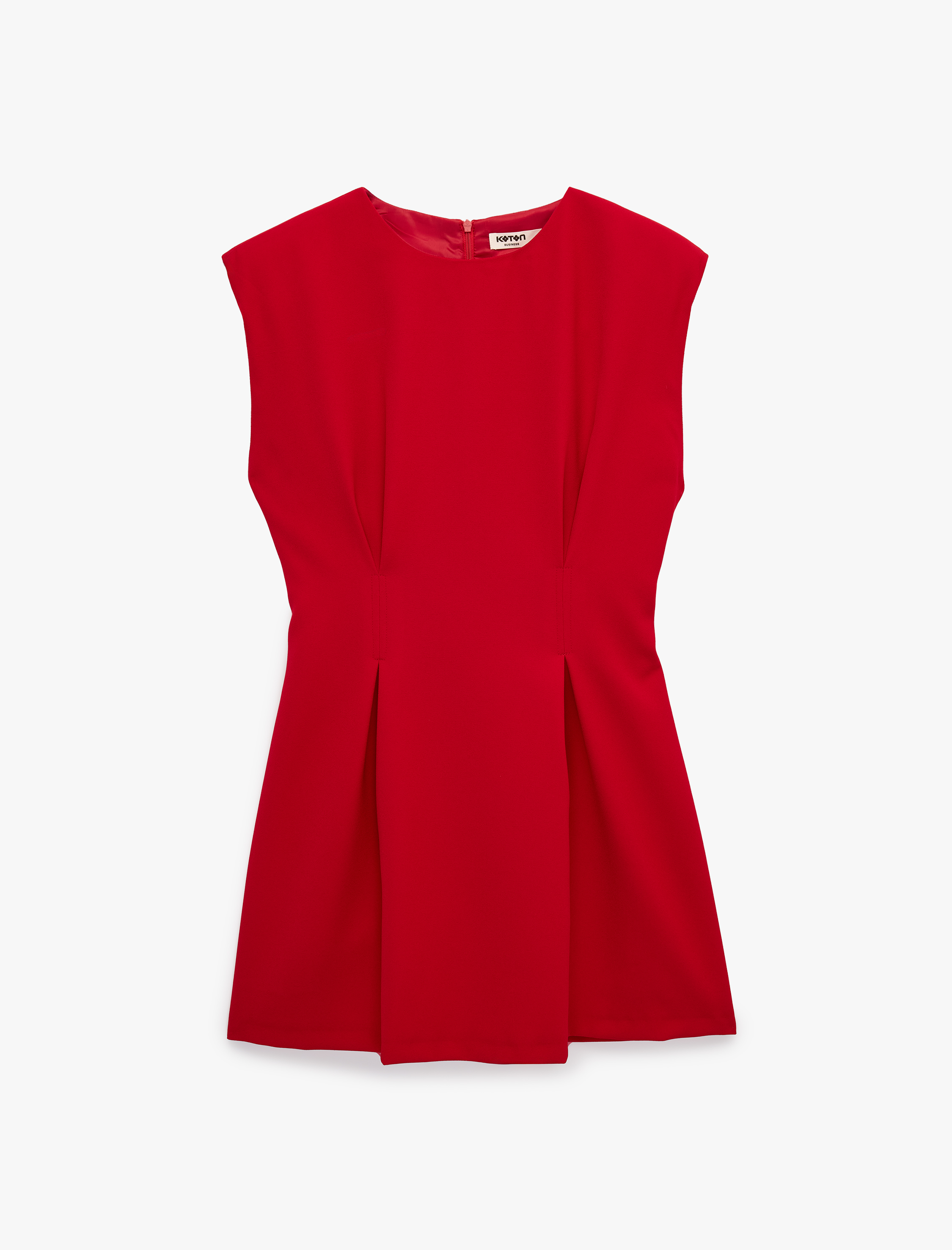   Kolsuz A Kesim Bisiklet Yaka Dikiş Detaylı Krep Mini Elbise