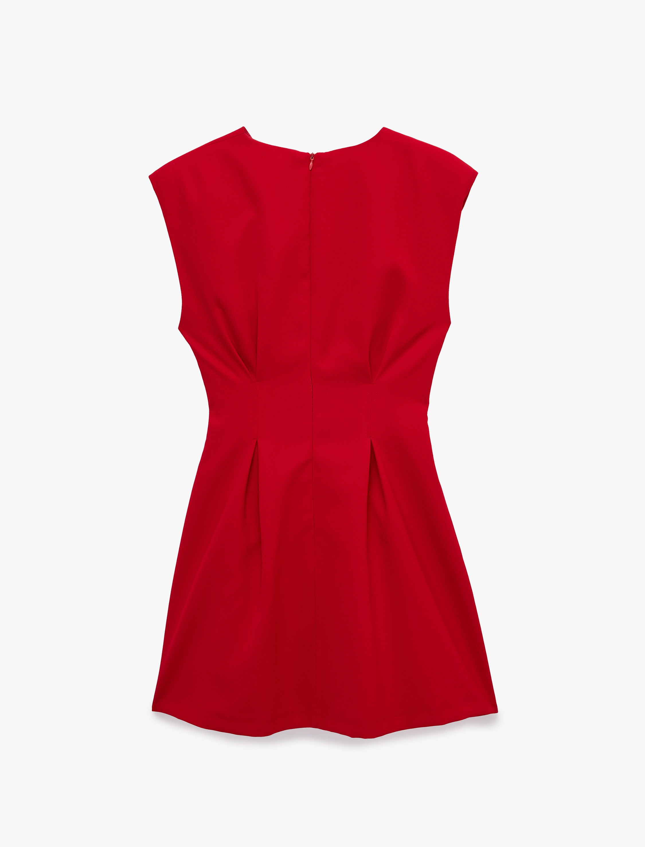   Kolsuz A Kesim Bisiklet Yaka Dikiş Detaylı Krep Mini Elbise