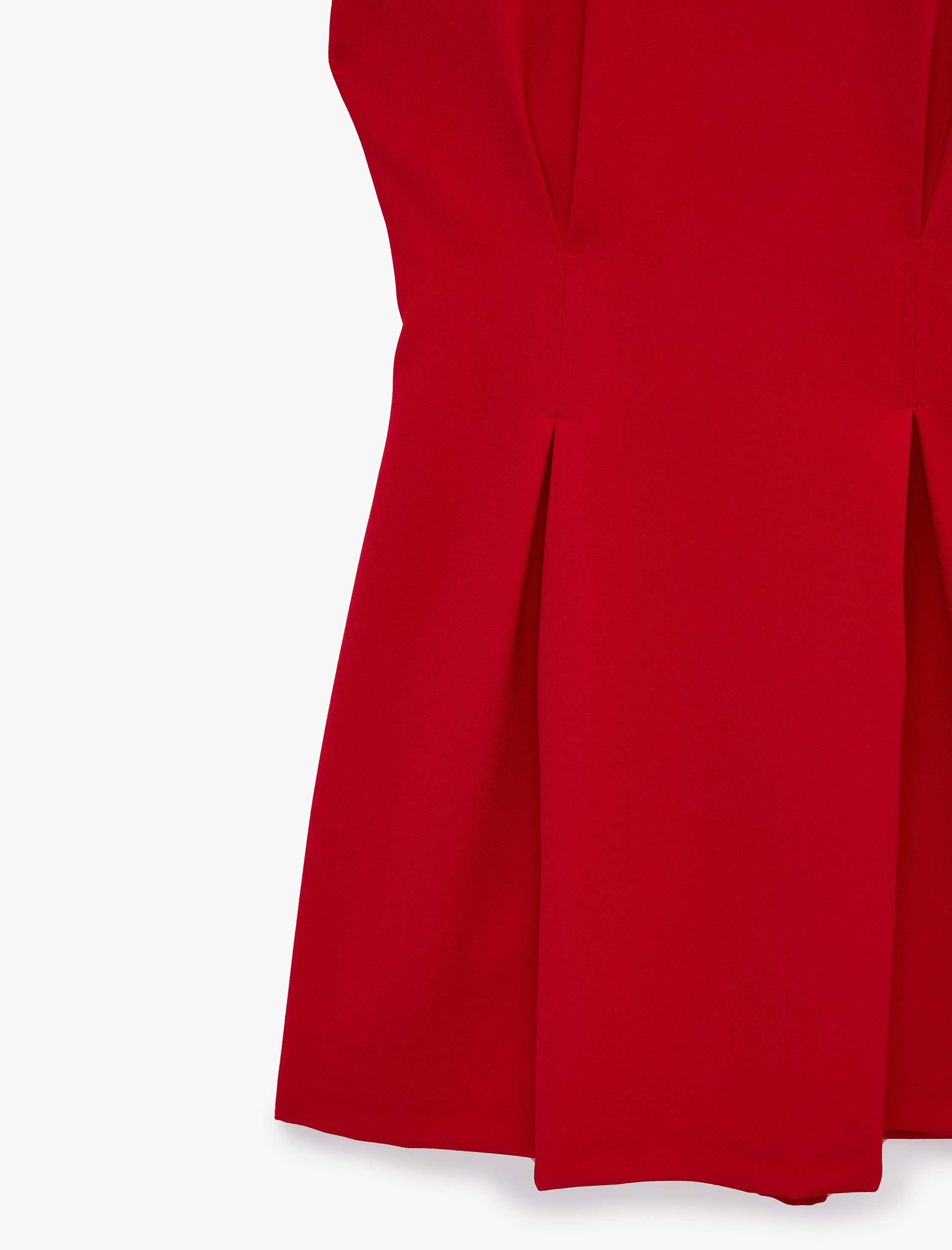   Kolsuz A Kesim Bisiklet Yaka Dikiş Detaylı Krep Mini Elbise