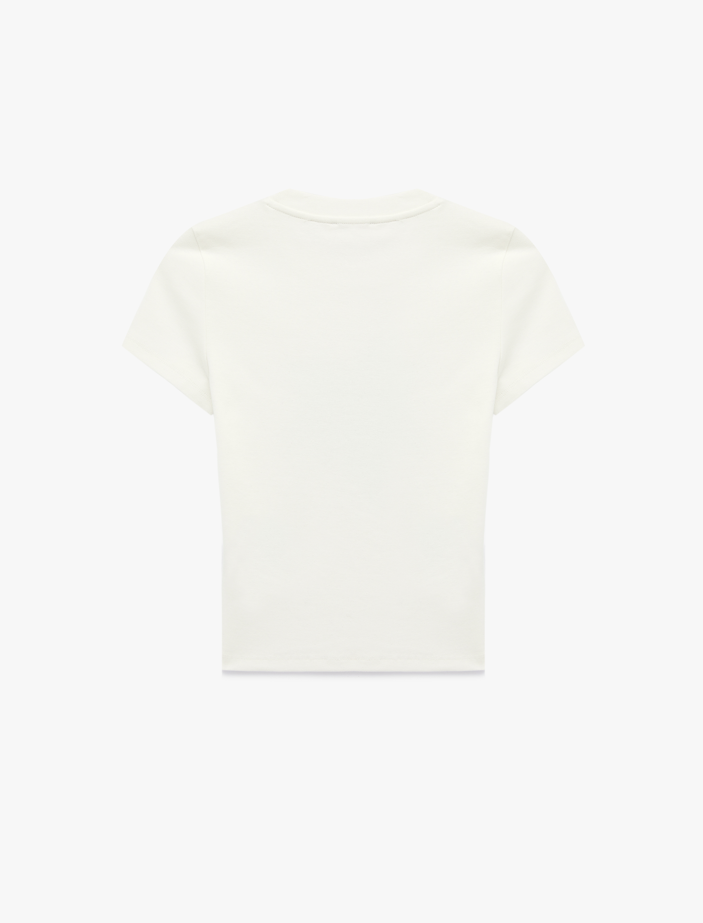   Kısa Kollu Bisiklet Yaka Pamuklu Hibiskus Baskılı Tişört