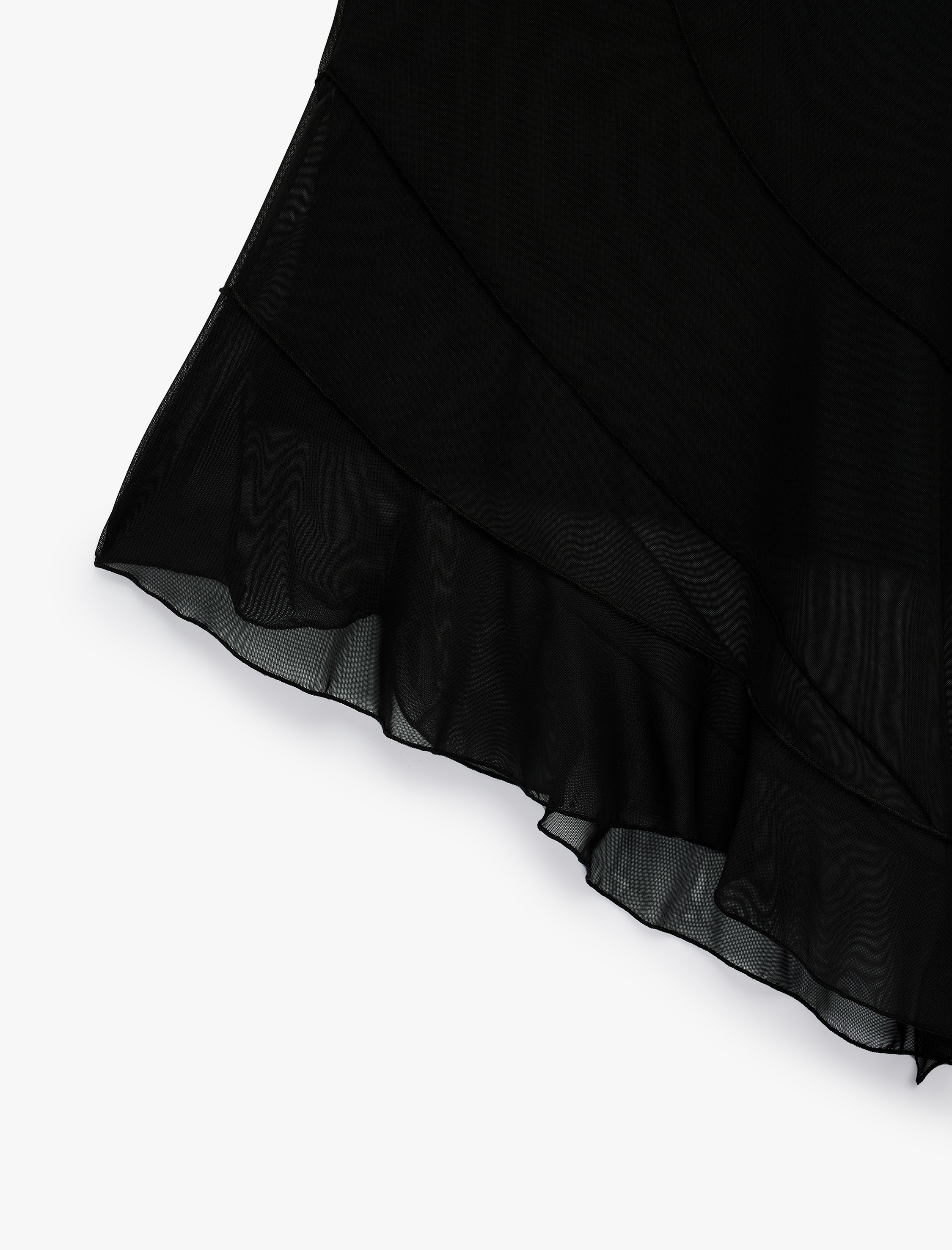   Asimetrik Slim Fit Tül Detaylı Midi Etek