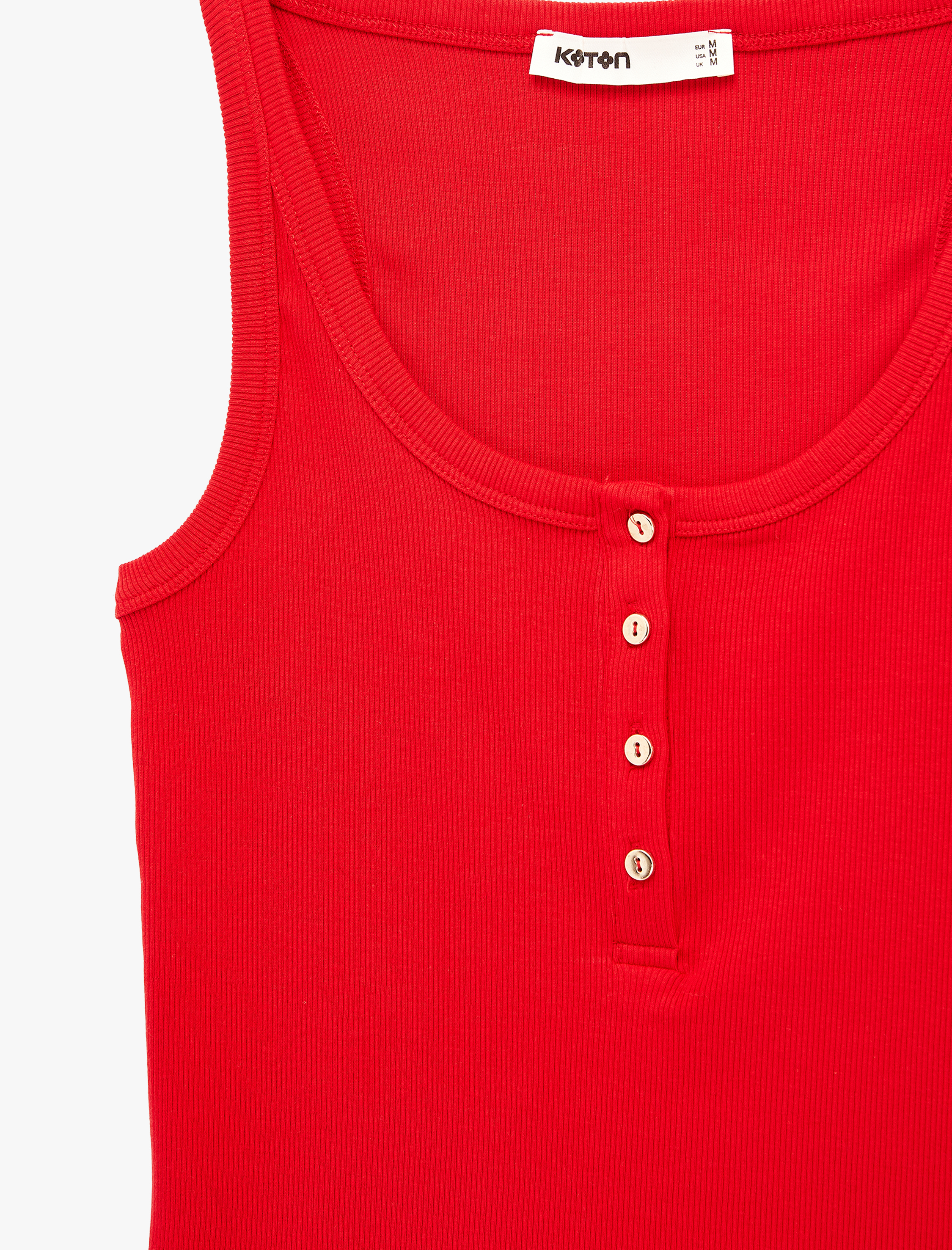   Pamuklu Slim Fit Süs Düğmeli U Yaka Fitilli Atlet