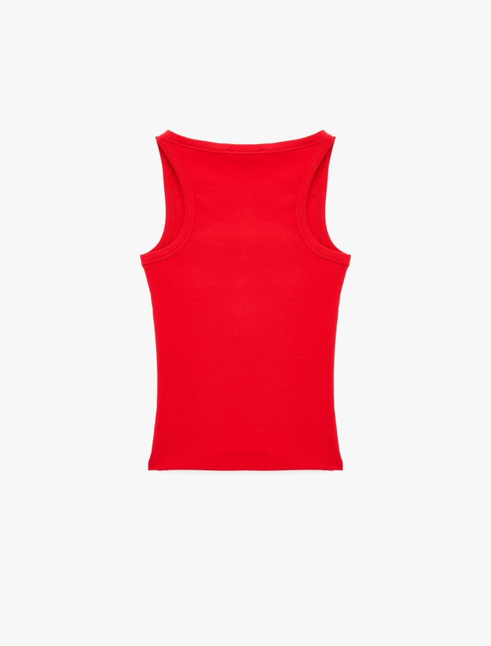  Pamuklu Slim Fit Süs Düğmeli U Yaka Fitilli Atlet