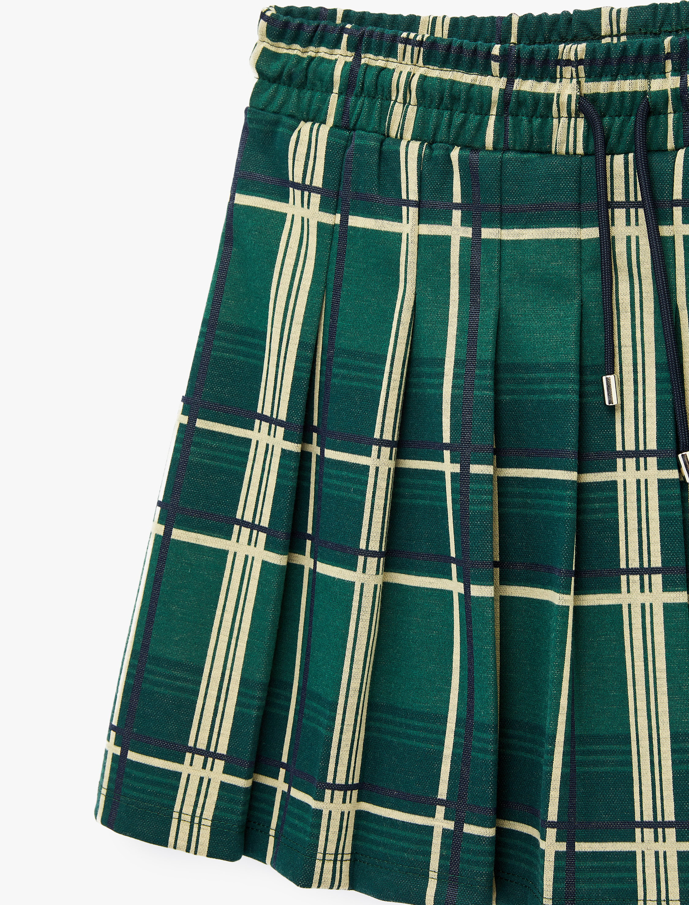   Beli Lastikli Bağlamalı Pileli Mini Ekose Etek